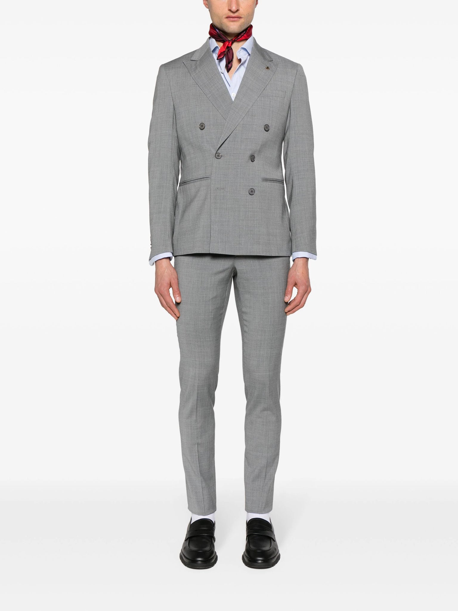 Abito Doppiopetto con Revers a Punta / Grigio - Ideal Moda