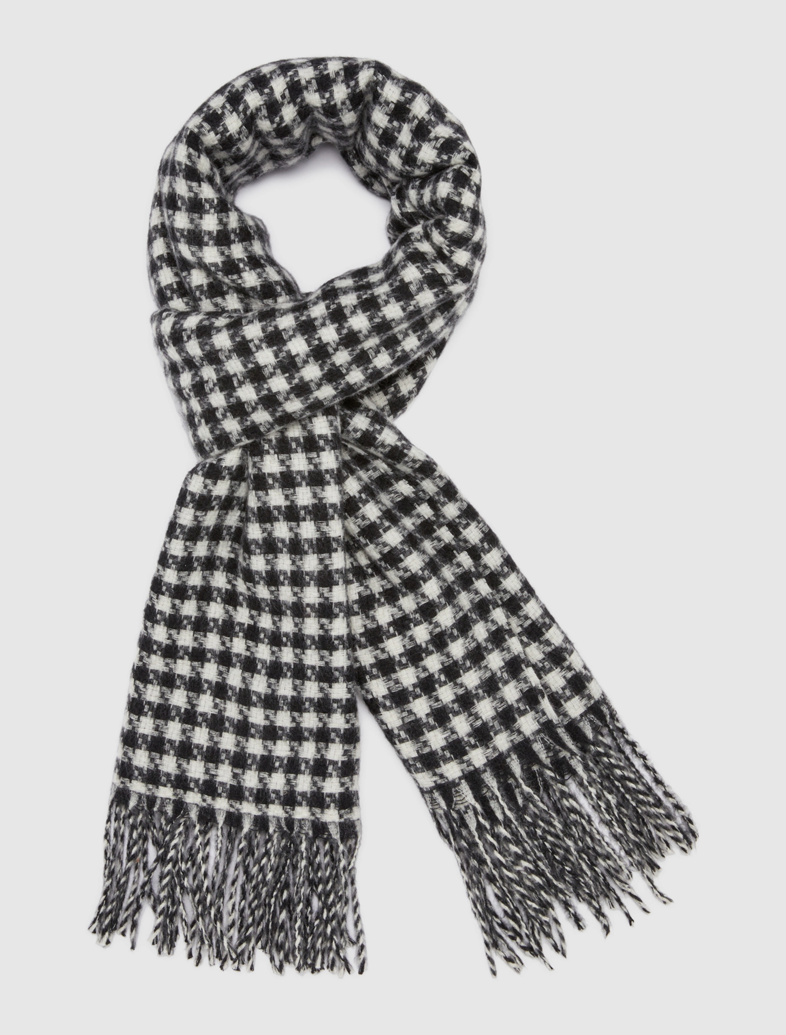 Sciarpa con Fantasia Pied De Poule / Nero - Ideal Moda