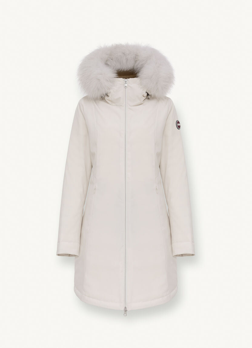 Cappotto lungo con poliestere riciclato Donna, Beige | Milano