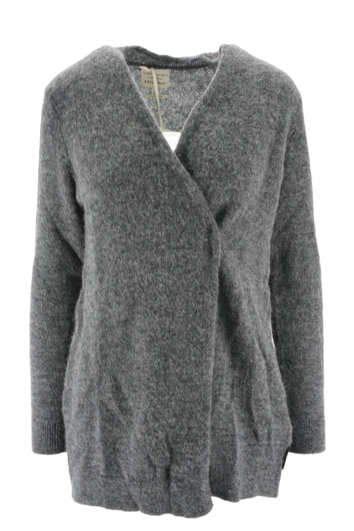 Cardigan in Misto Alpaca / Grigio - Ideal Moda