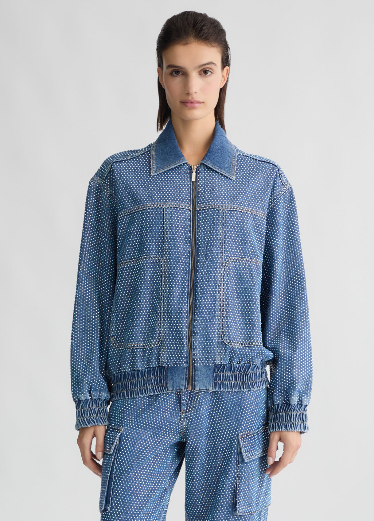 Giubbotto in Denim con Strass / Jeans - Ideal Moda