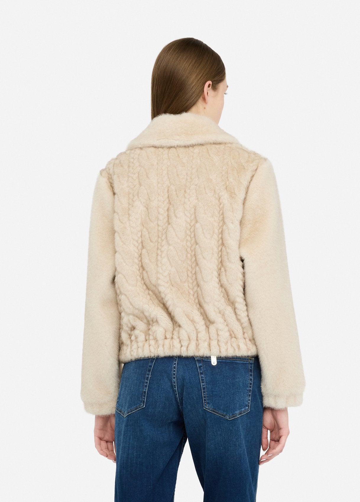 Bomber in Teddy con Trecce / Beige
