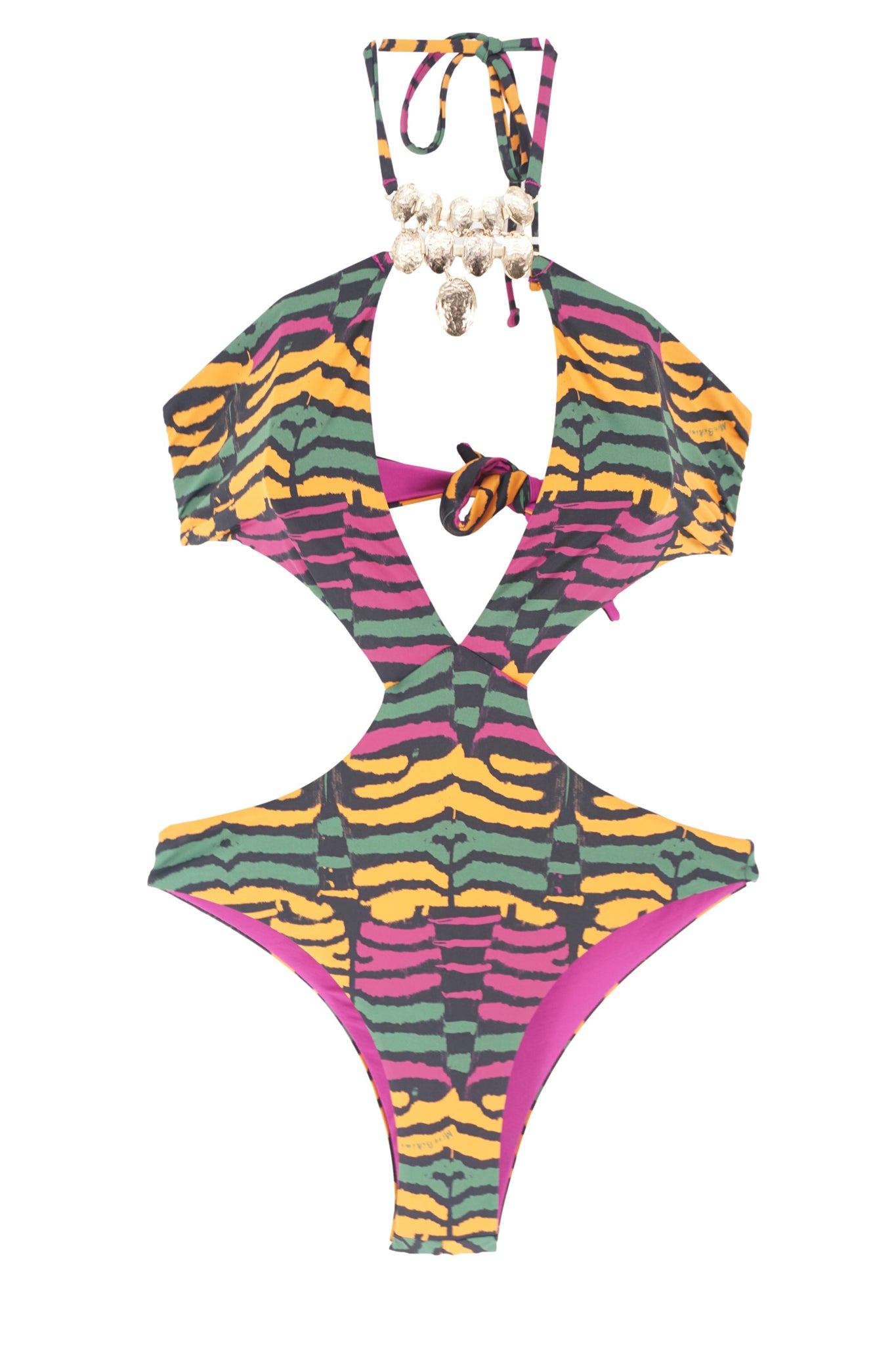 Costume da Bagno Modello Intero con Fantasia / Verde - Ideal Moda