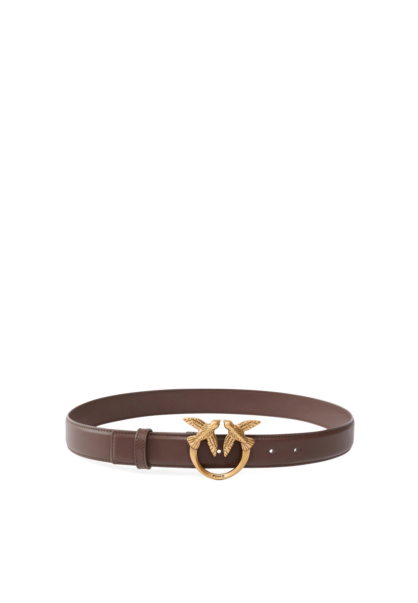 Cintura Love Birds in Pelle 3 cm / Marrone - Ideal Moda