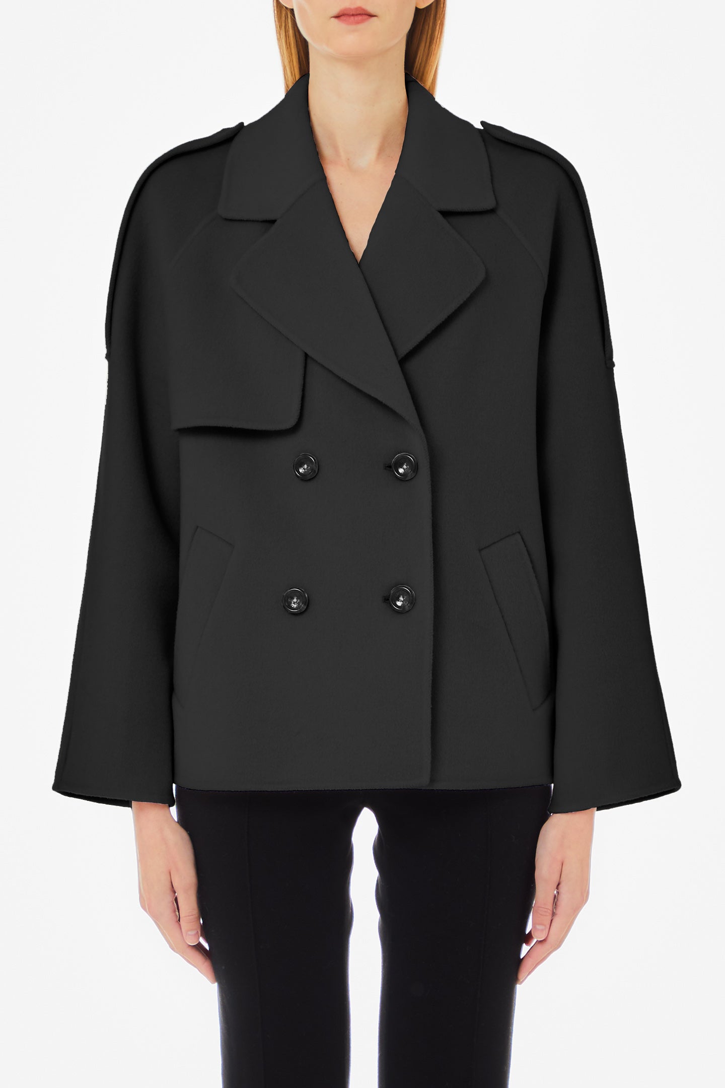 Caban in Misto Lana / Nero - Ideal Moda