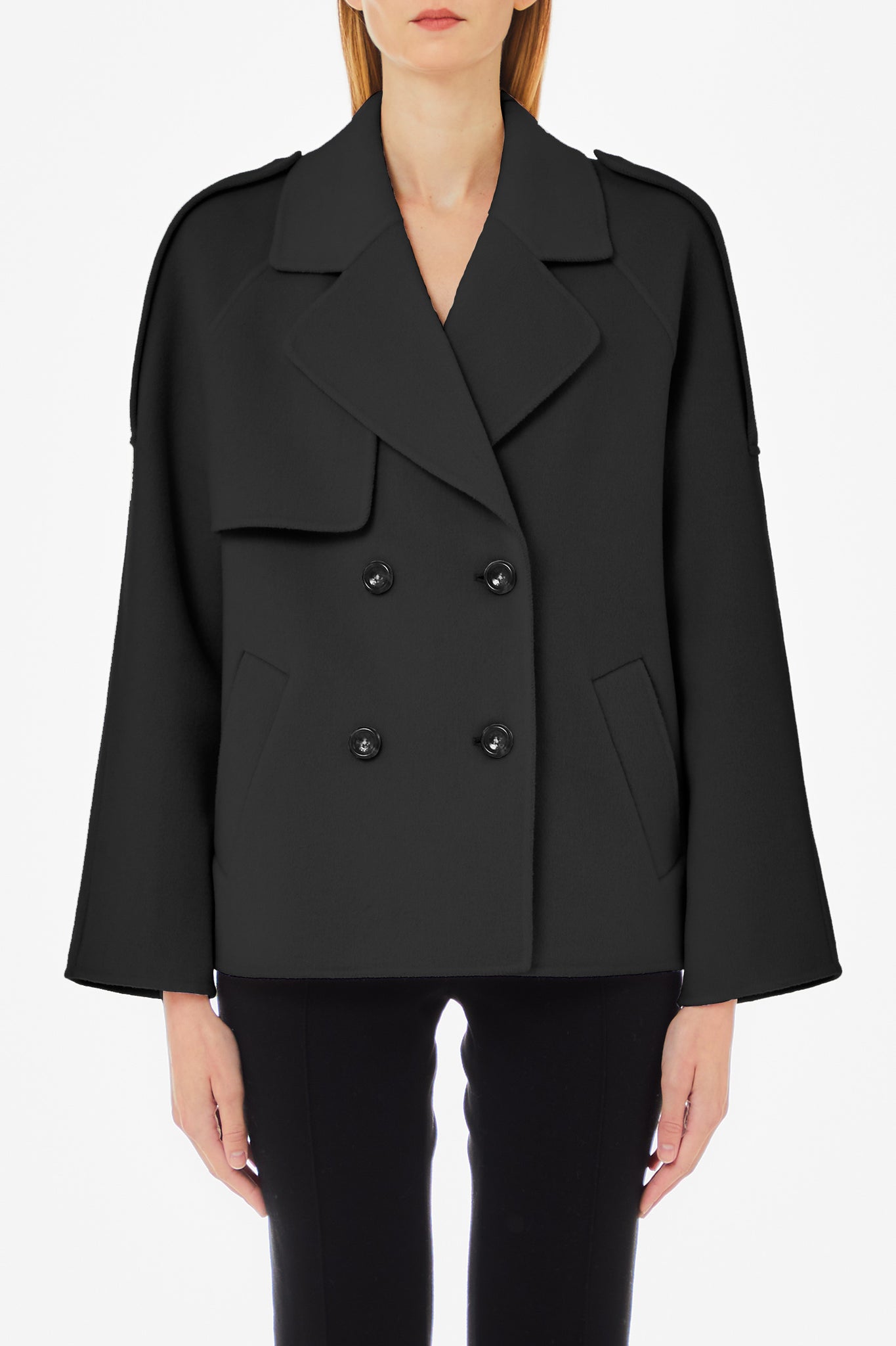 Caban in Misto Lana / Nero - Ideal Moda