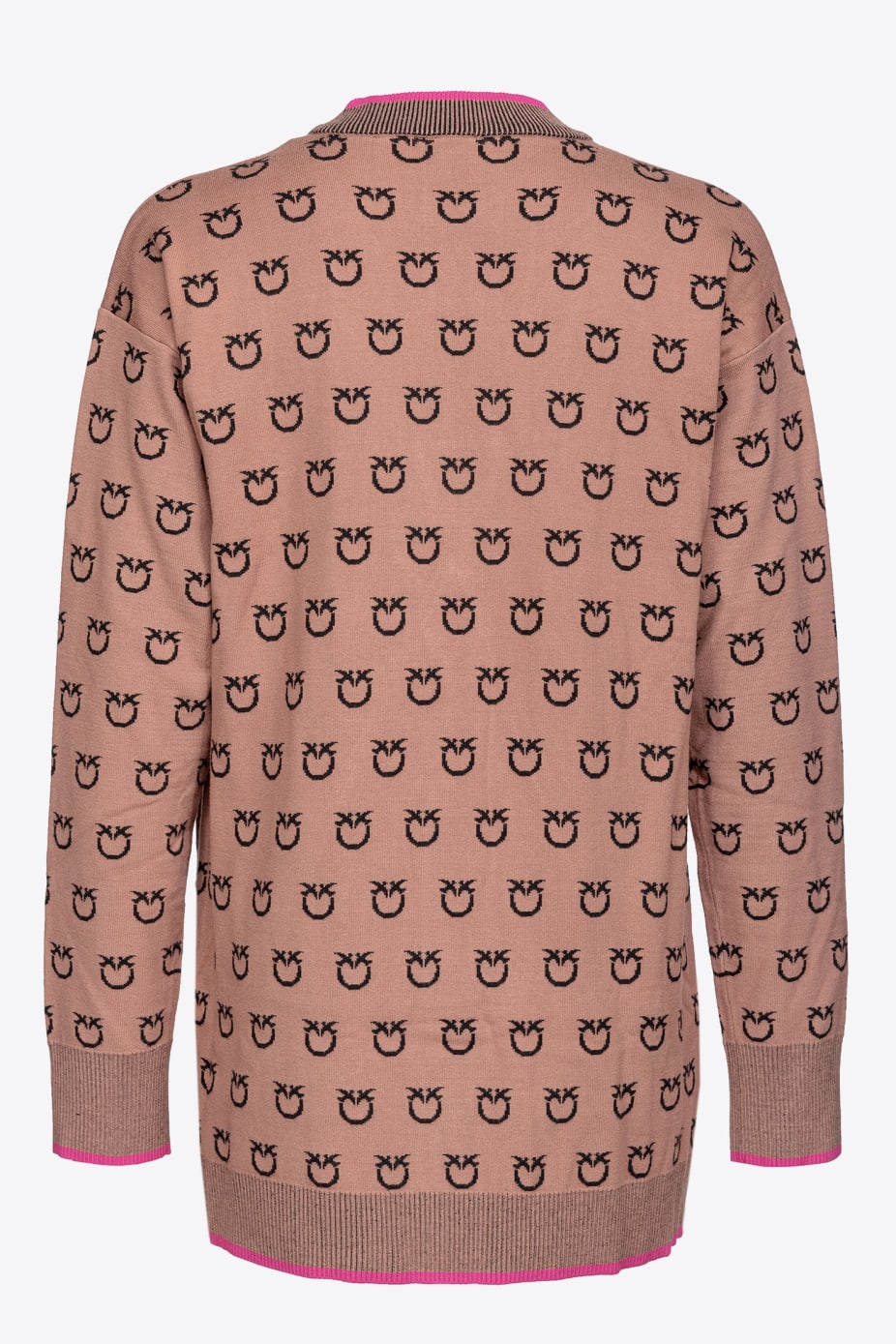 Cardigan con Fantasia Jacquard Logo / Beige - Ideal Moda