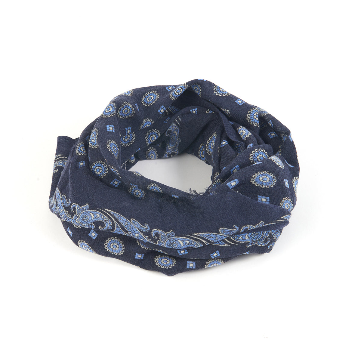 Sciarpa in 100% Lana con Fantasia / Blu - Ideal Moda