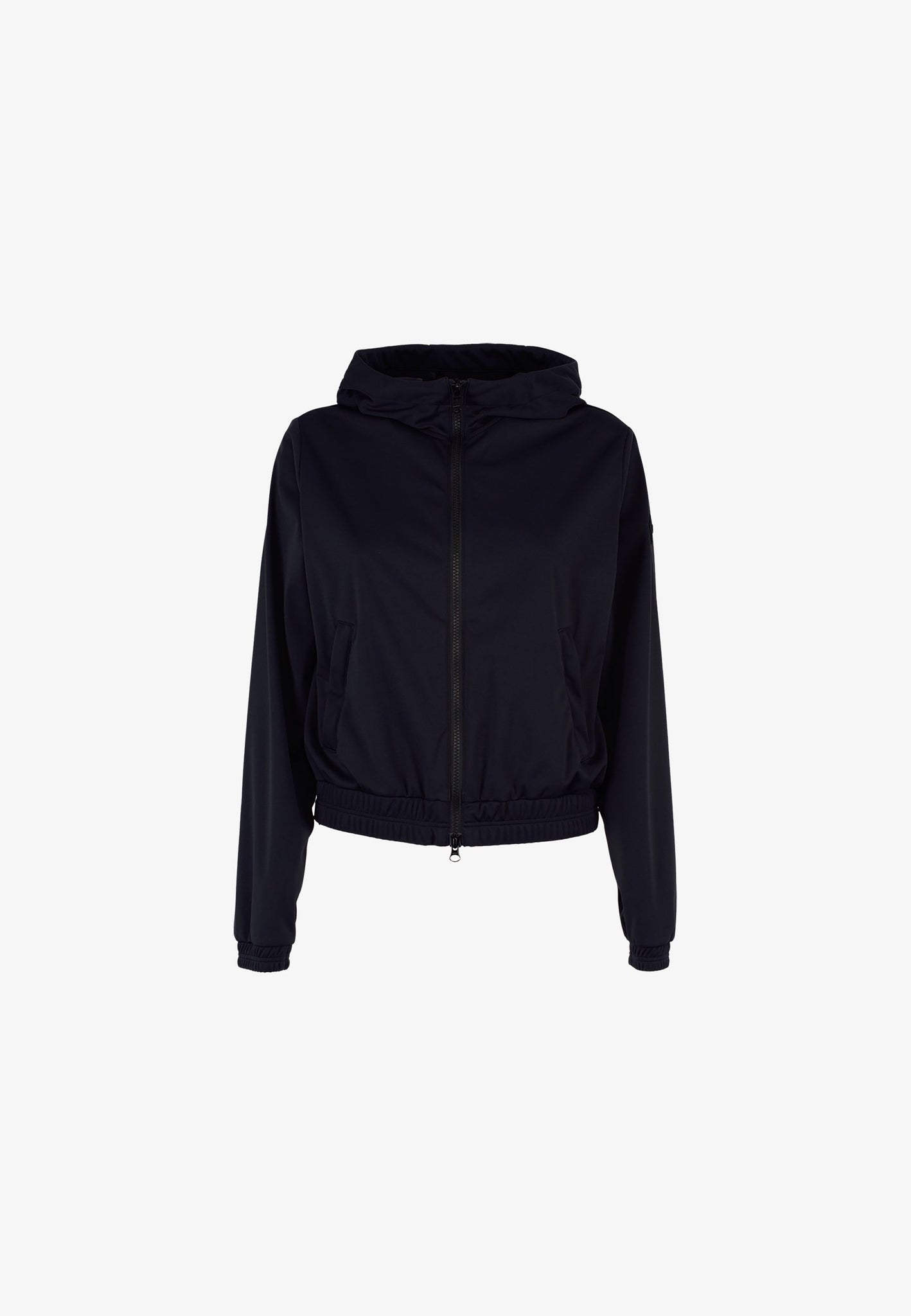 Giacca con Zip ed Elastico in Vita / Nero - Ideal Moda