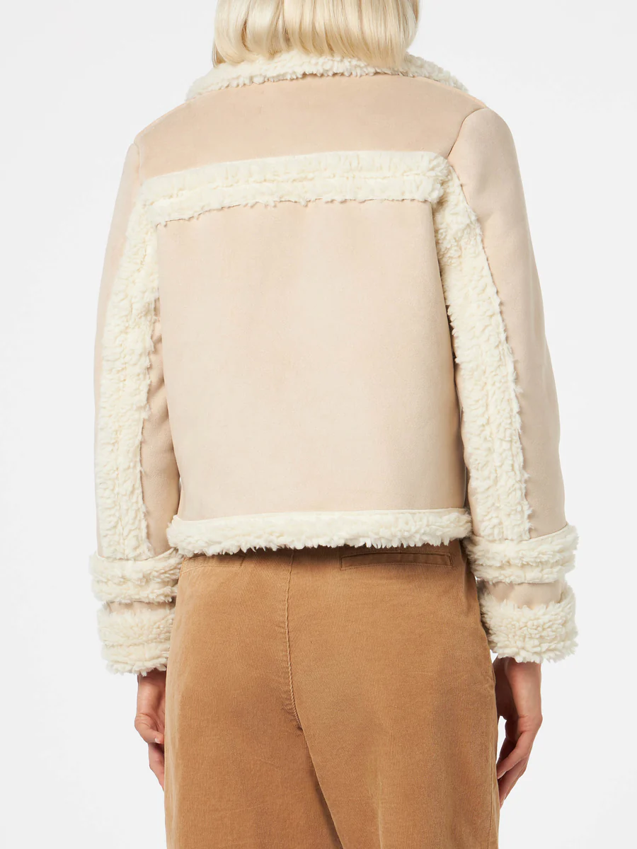 Cappotto Corto con Eco Pelliccia / Beige - Ideal Moda