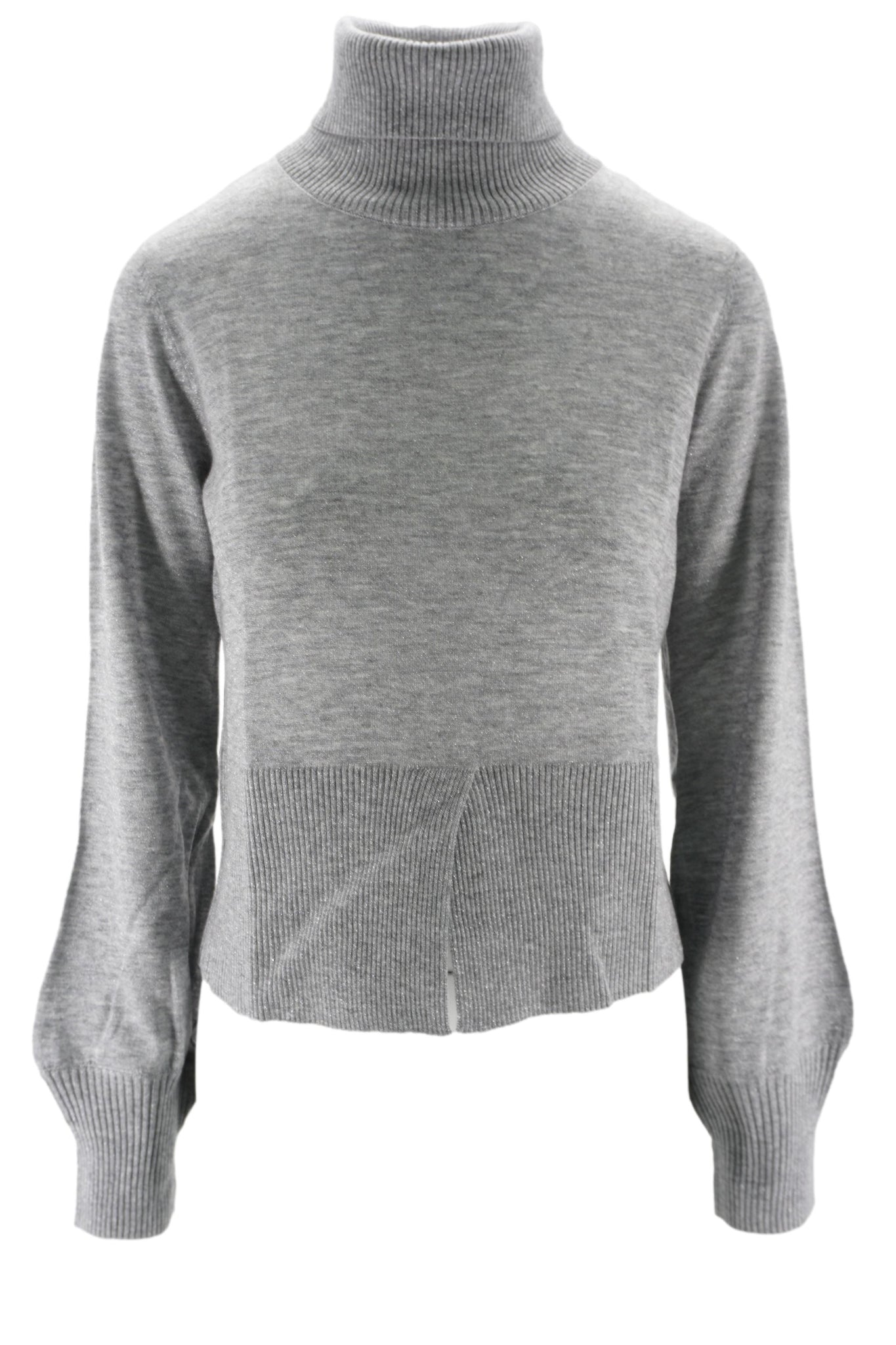 Maglia Dolcevita con Inserti in Lurex / Grigio - Ideal Moda