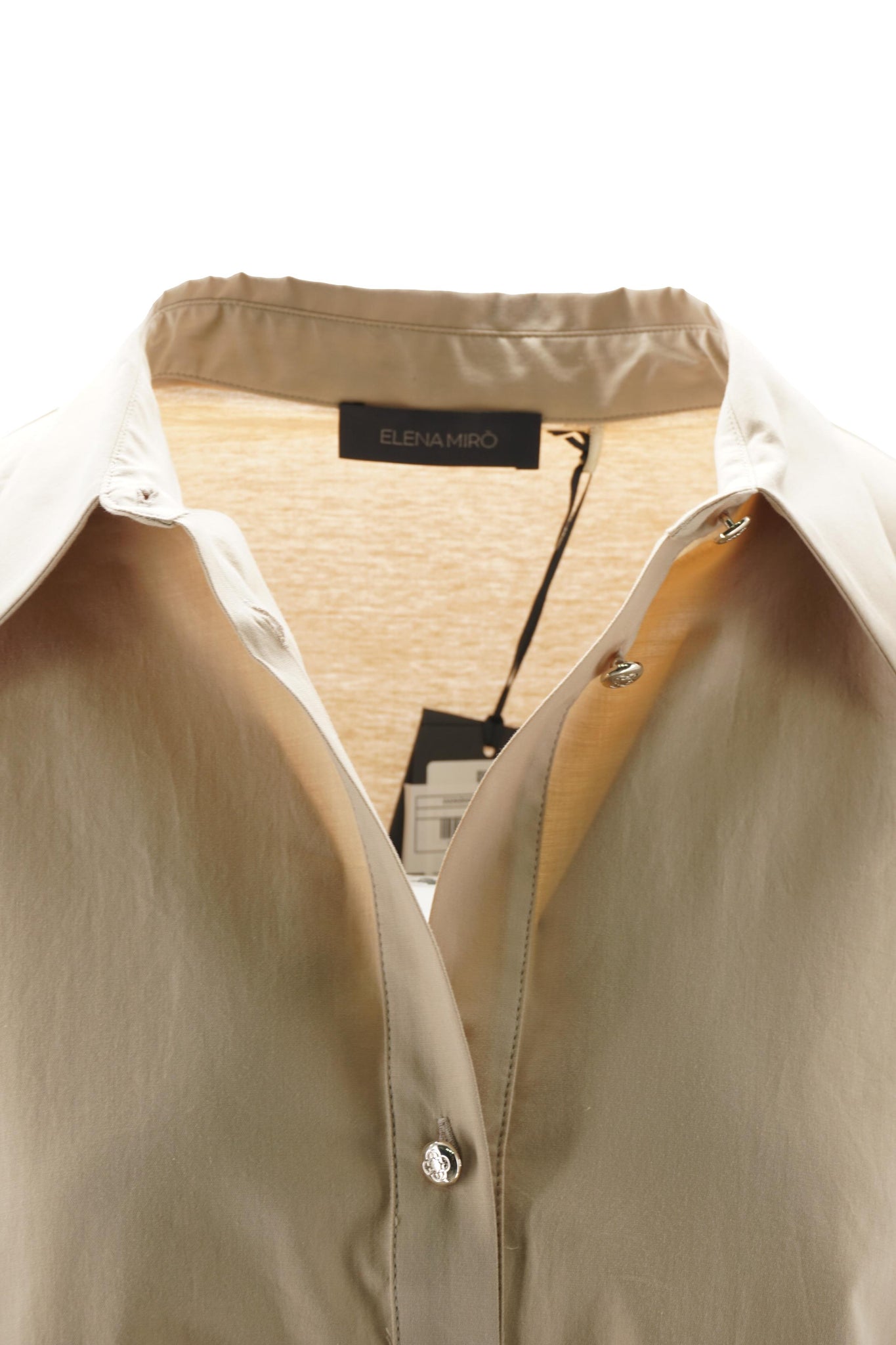 Blusa in Cotone con Maniche a Tre Quarti / Beige - Ideal Moda