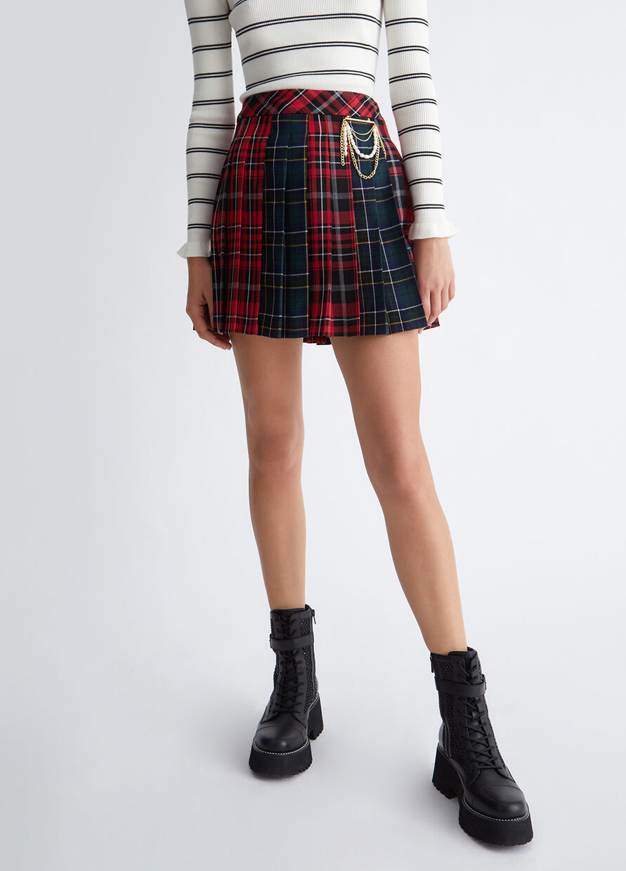 Minigonna Plissè Tartan / Rosso - Ideal Moda