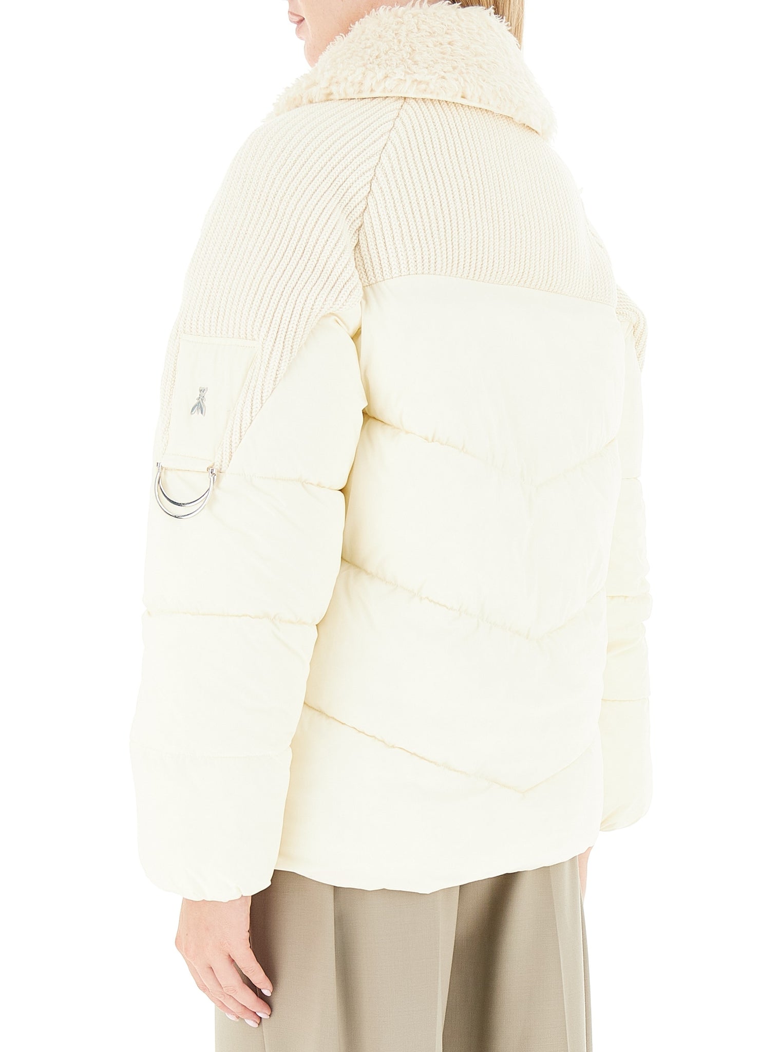 Piumino con Inserti in Maglia / Avorio