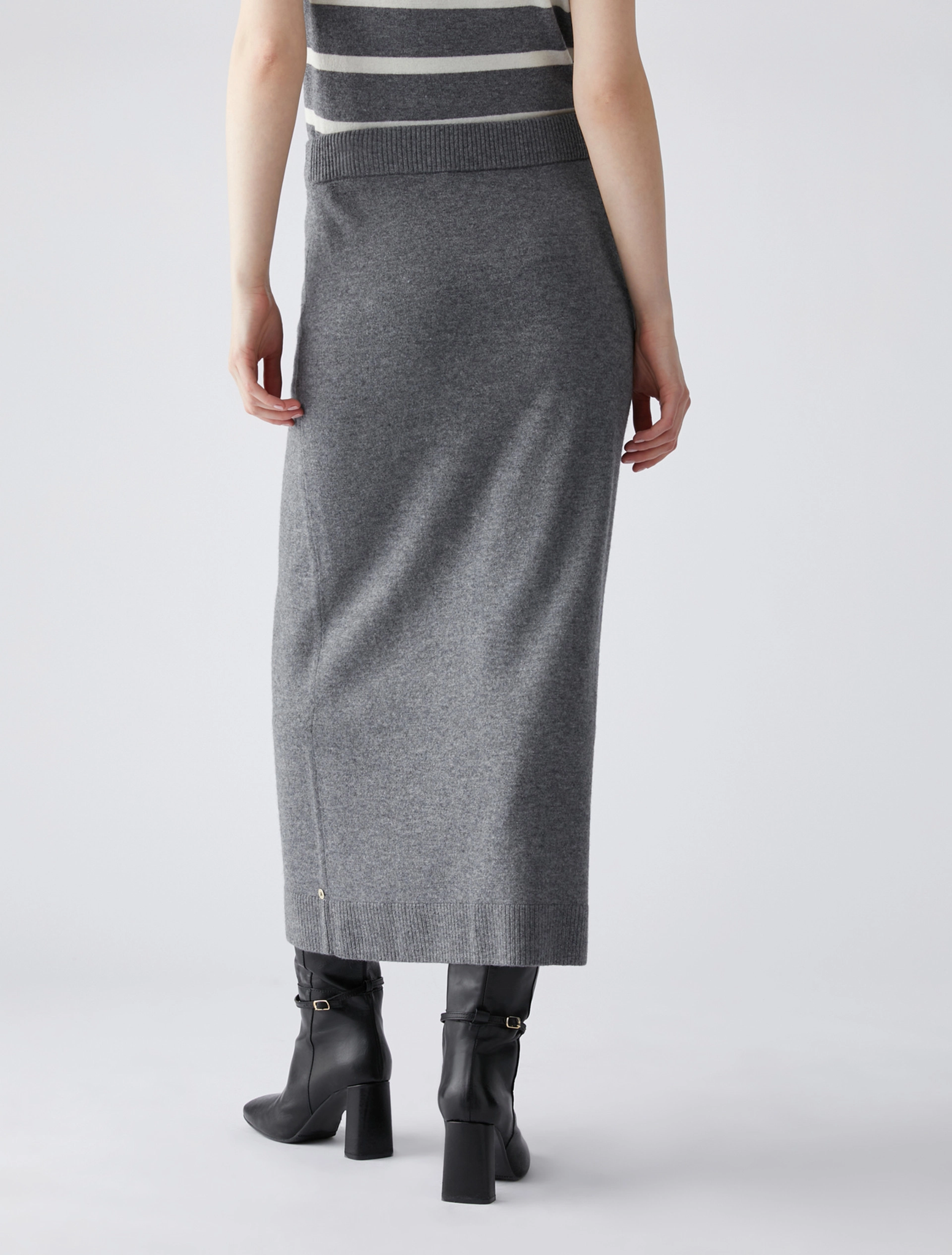 Gonna in Misto Lana e Cachemire / Grigio - Ideal Moda