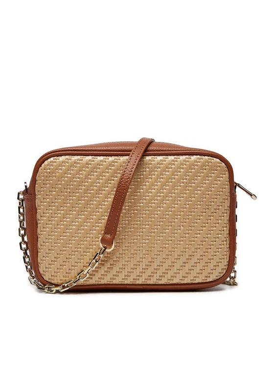 Borsa con Inserti in Rafia / Beige - Ideal Moda