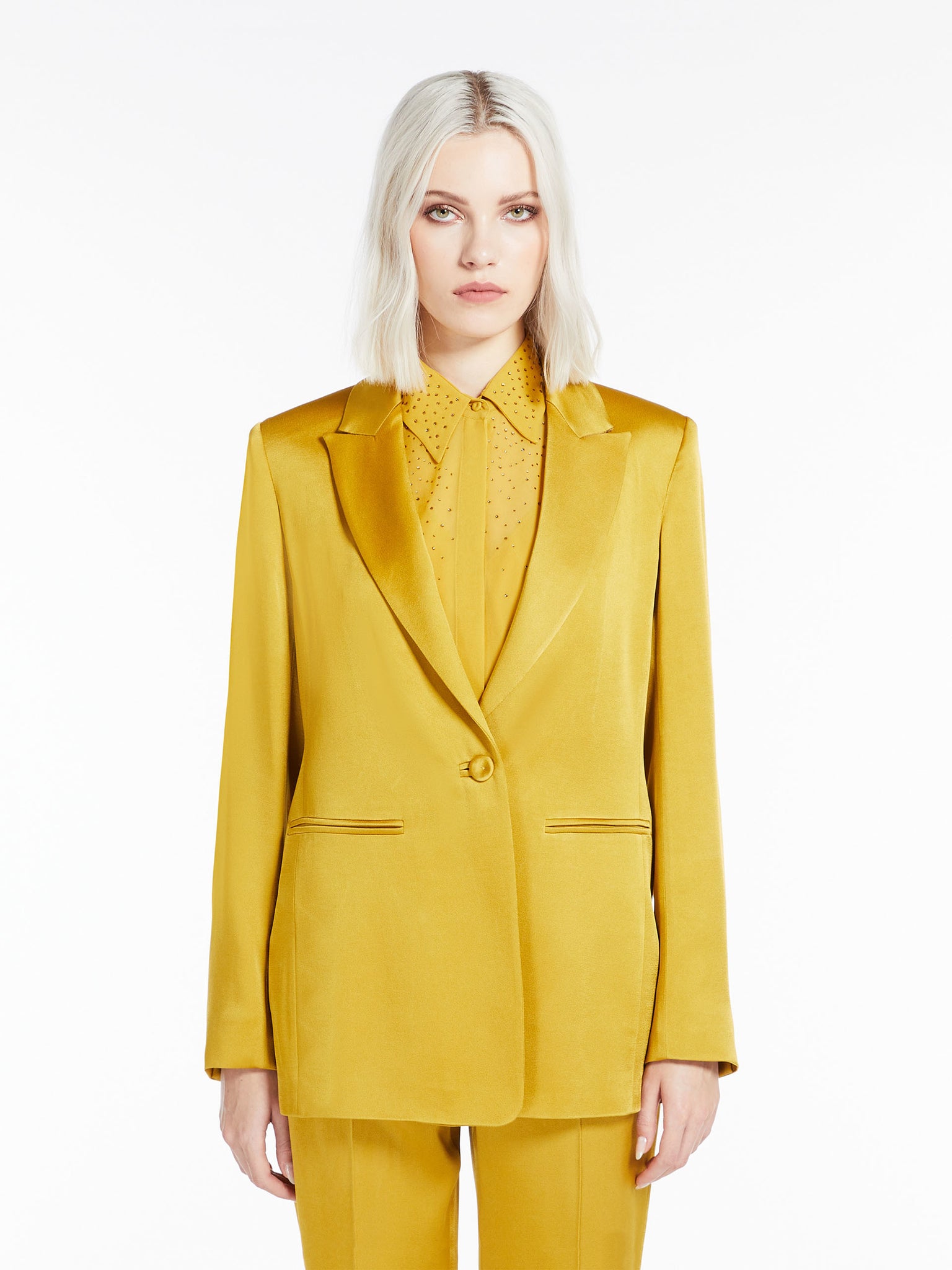 Blazer Monopetto in Enver Satin / Giallo - Ideal Moda