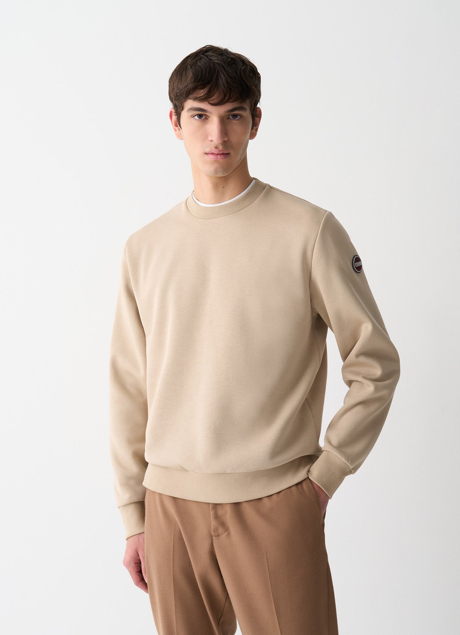 Felpa Girocollo con Logo / Beige