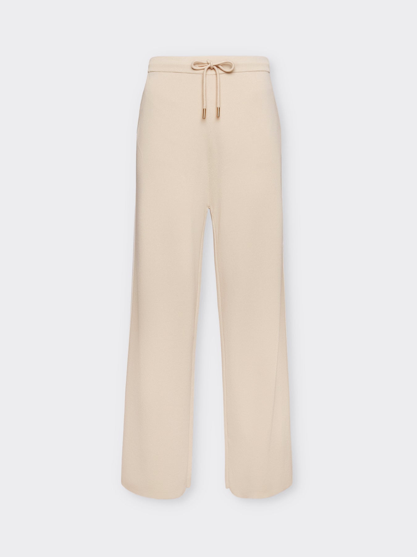 Pantalone in Maglia con Bordi a Righe / Beige - Ideal Moda
