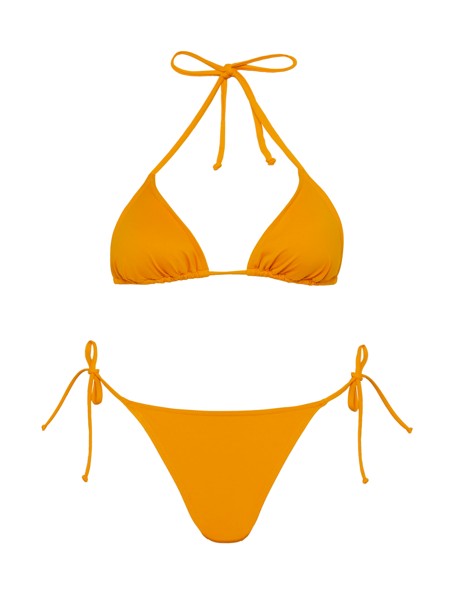Bikini con Triangolo e Slip con Lacci / Giallo - Ideal Moda