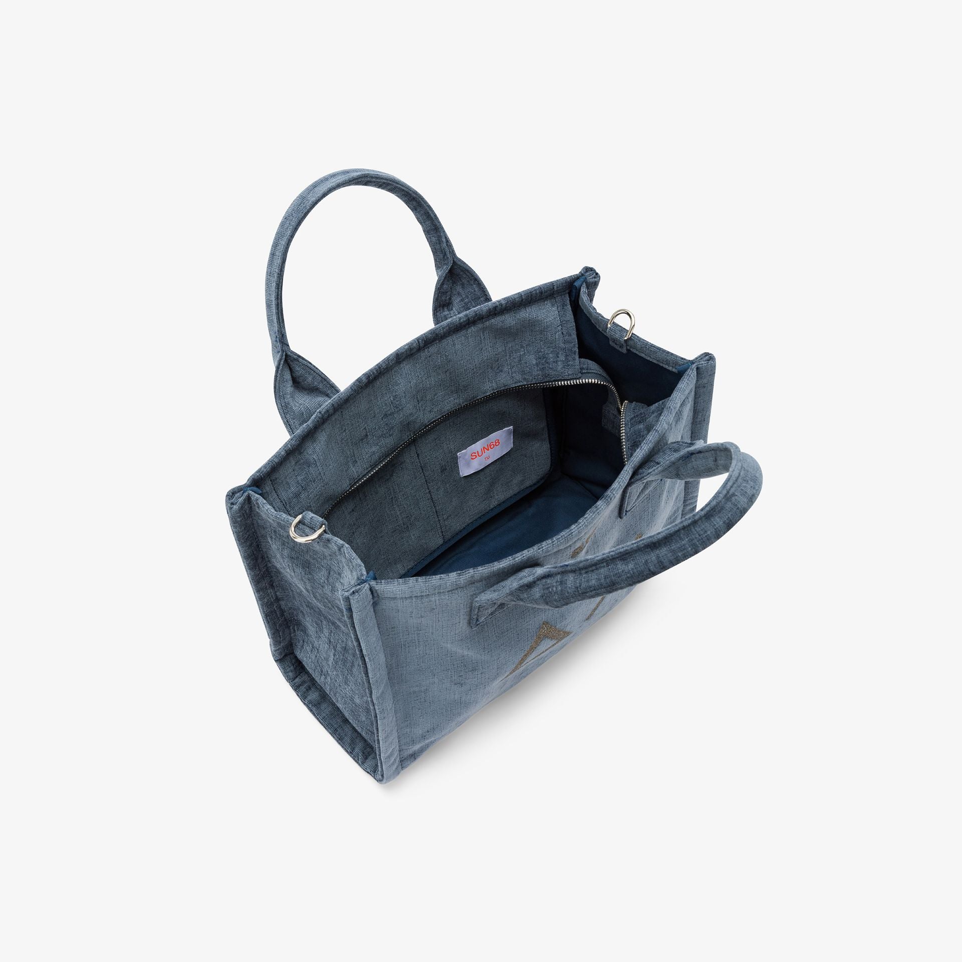 Shopping Bag Midi Cali in Velluto / Jeans - Ideal Moda