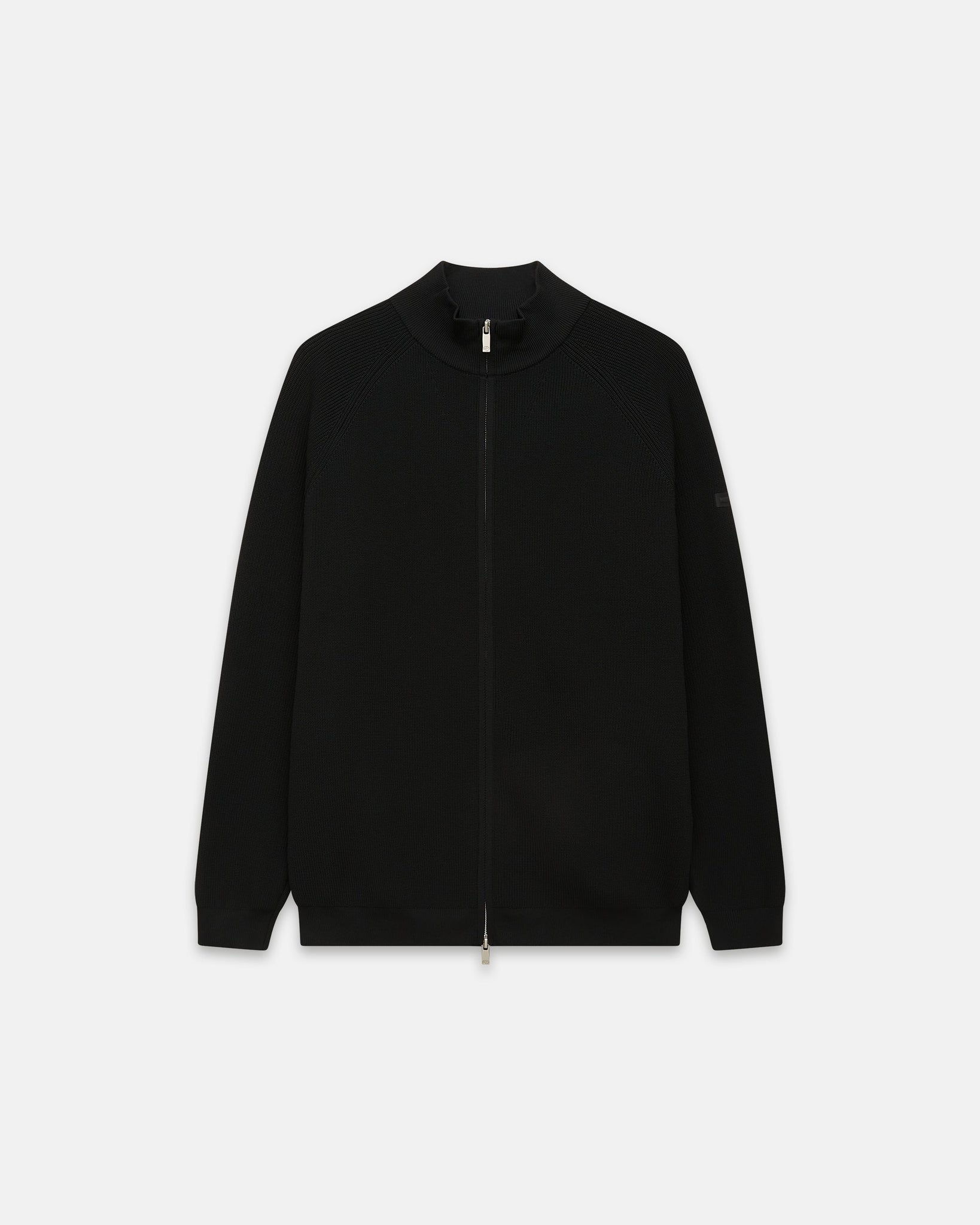 Maglia a Costa Inglese con Full Zip / Nero - Ideal Moda