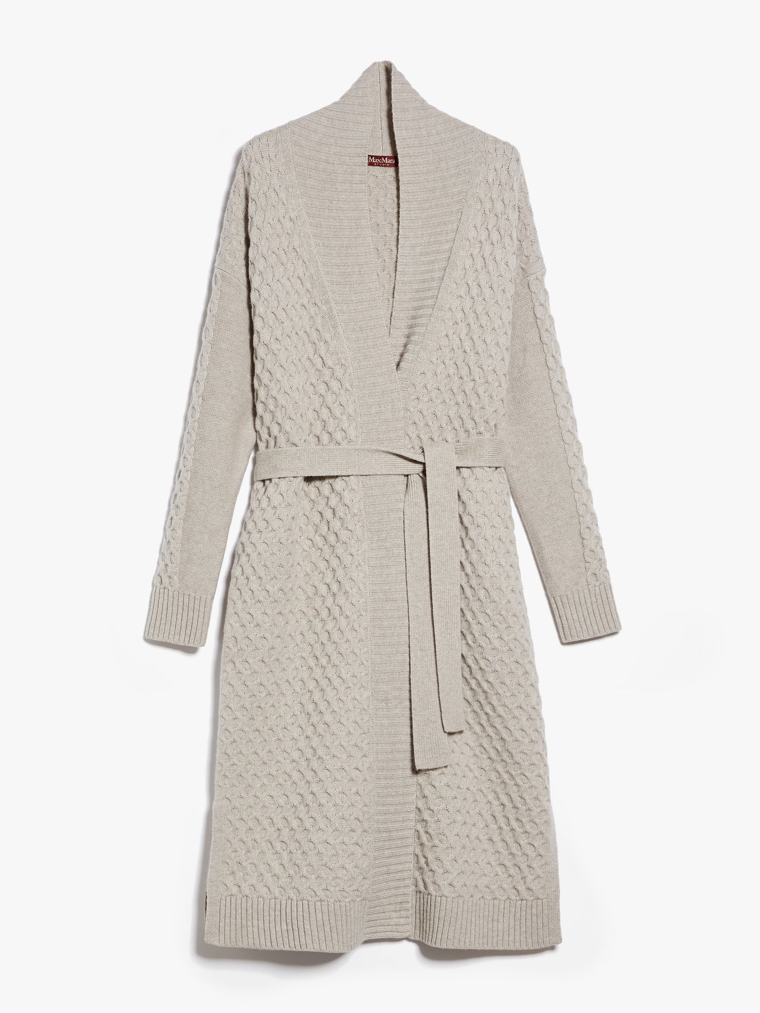 Maxi Cardigan in Lana e Cachemire / Beige - Ideal Moda
