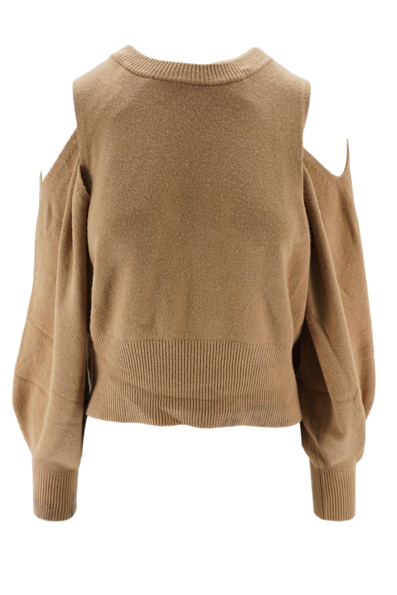 Maglia Girocollo con Spalle Scoperte / Beige - Ideal Moda