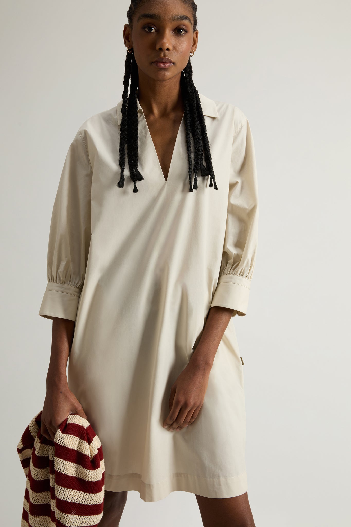 Vestito in Popeline di Puro Cotone / Beige - Ideal Moda