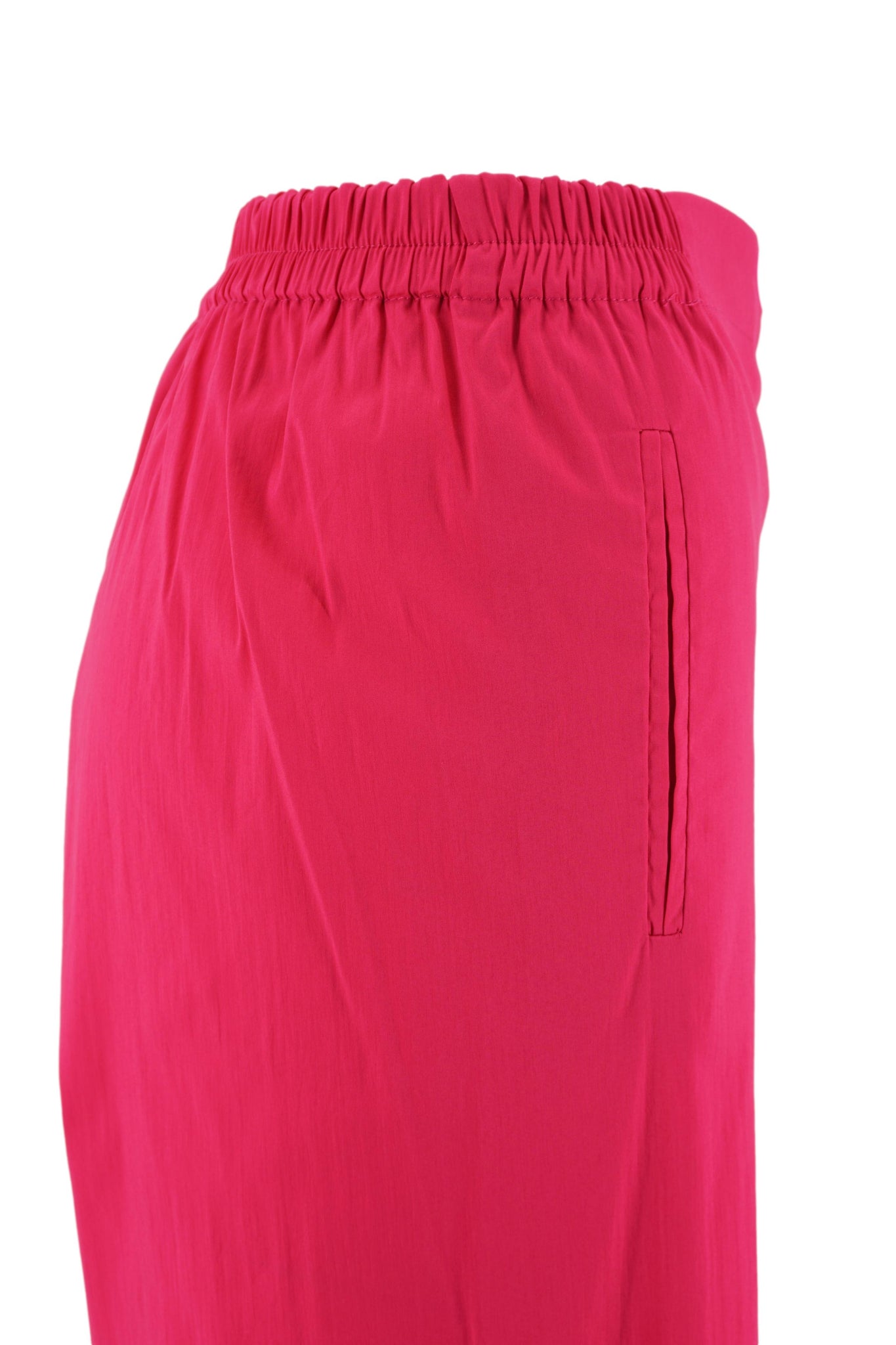 Pantalone in Cotone con Mezzo Elastico in Vita / Fucsia - Ideal Moda