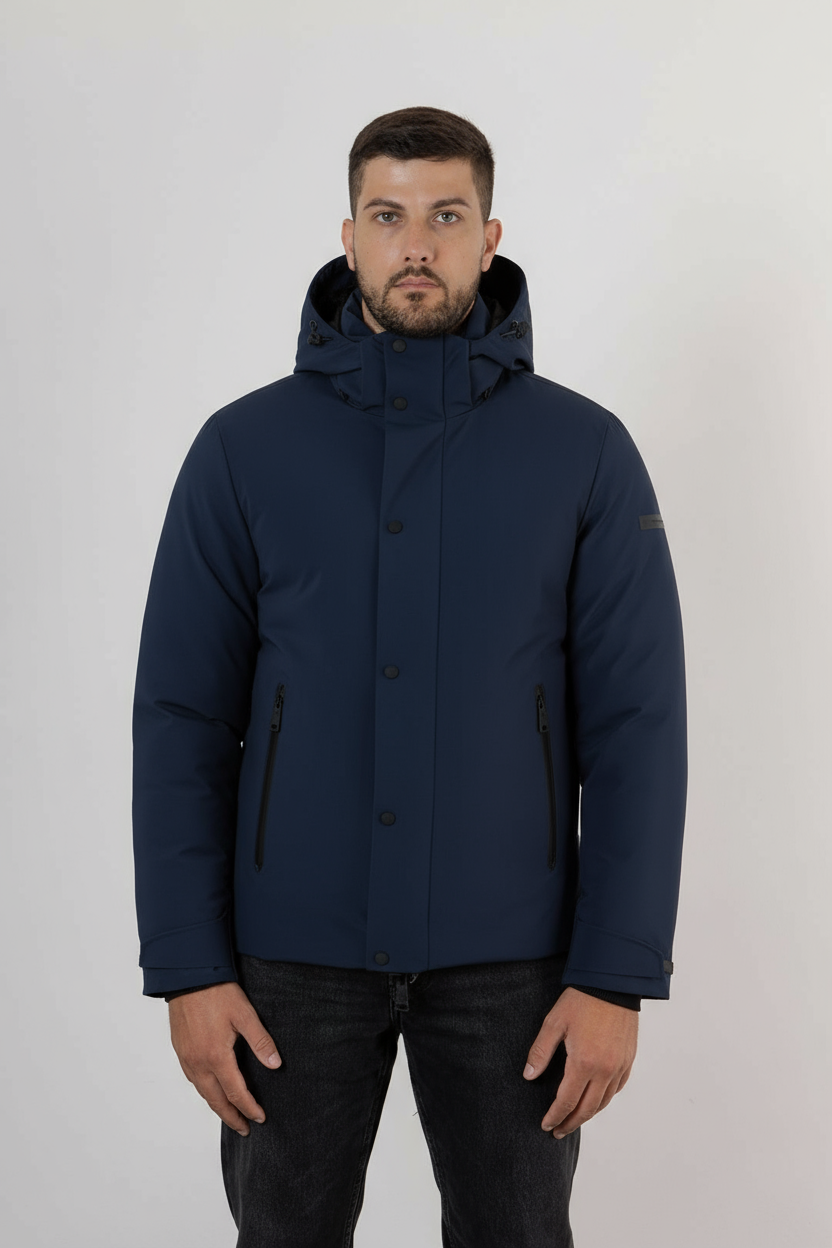 Giubbino in Softshell con Cappuccio Staccabile / Blu