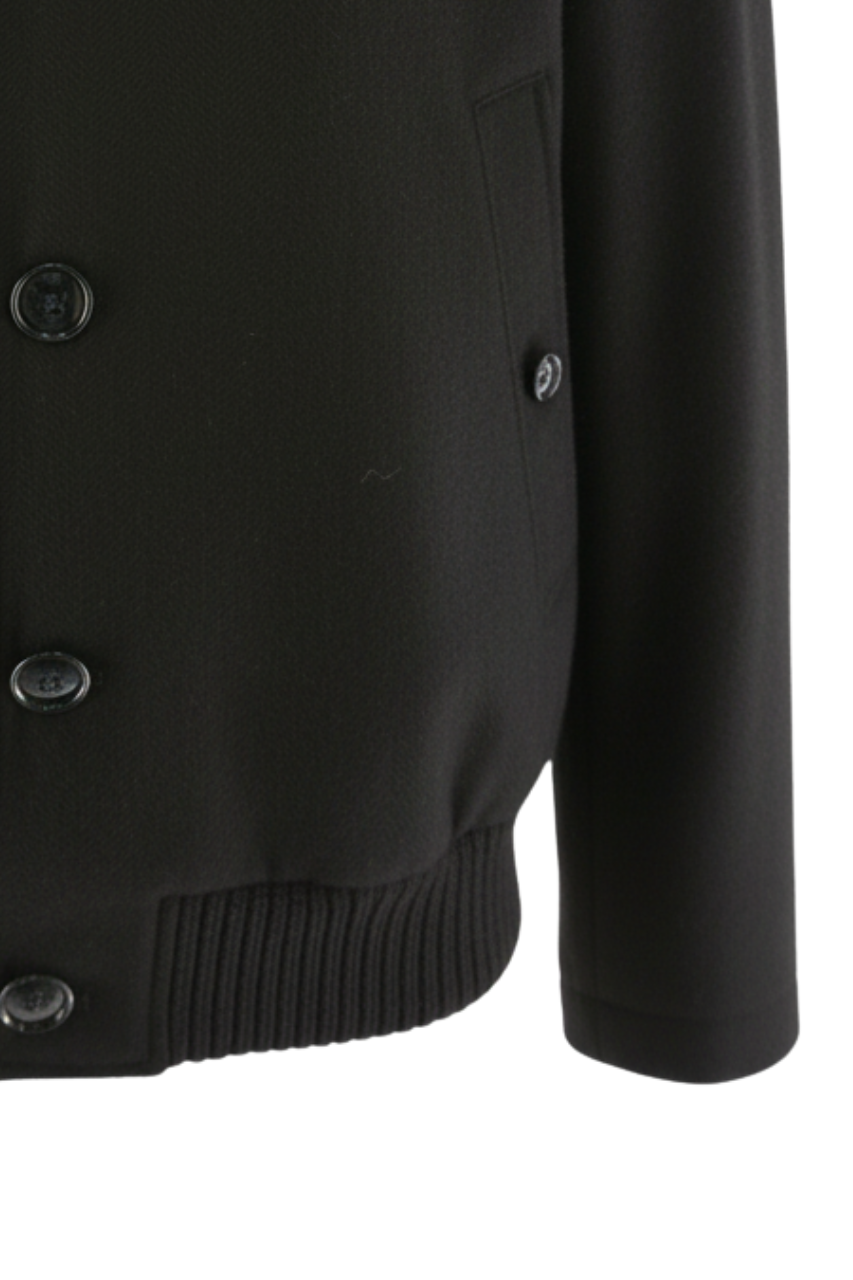 Giacca in Lana con Dettagli in Maglia / Nero
