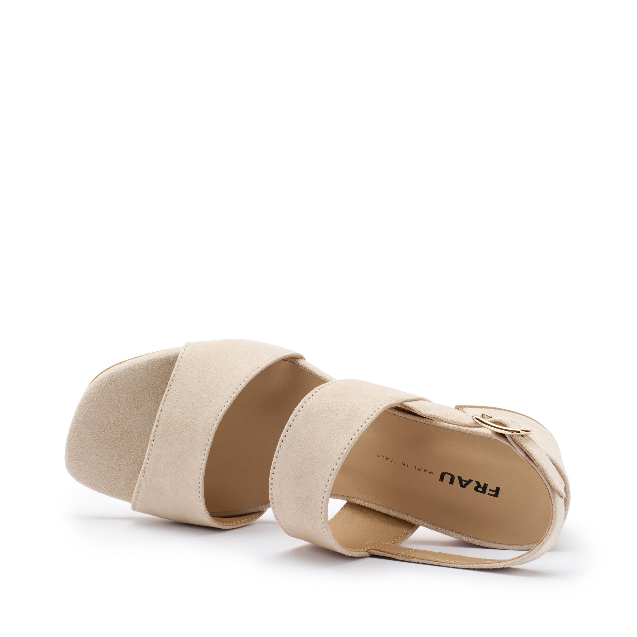 Sandalo con Tacco in Pelle Scamosciata / Beige - Ideal Moda