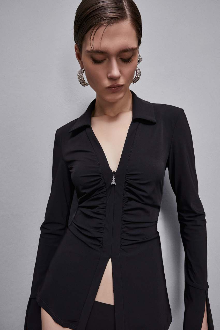 Maglia con Zip / Nero - Ideal Moda