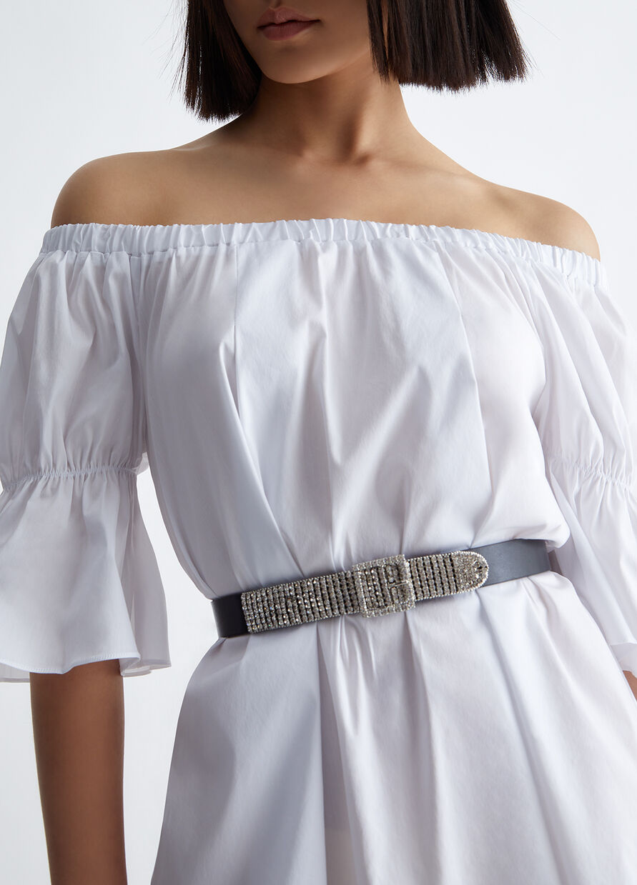 Cintura in Maglia con Dettagli Strass / Nero - Ideal Moda