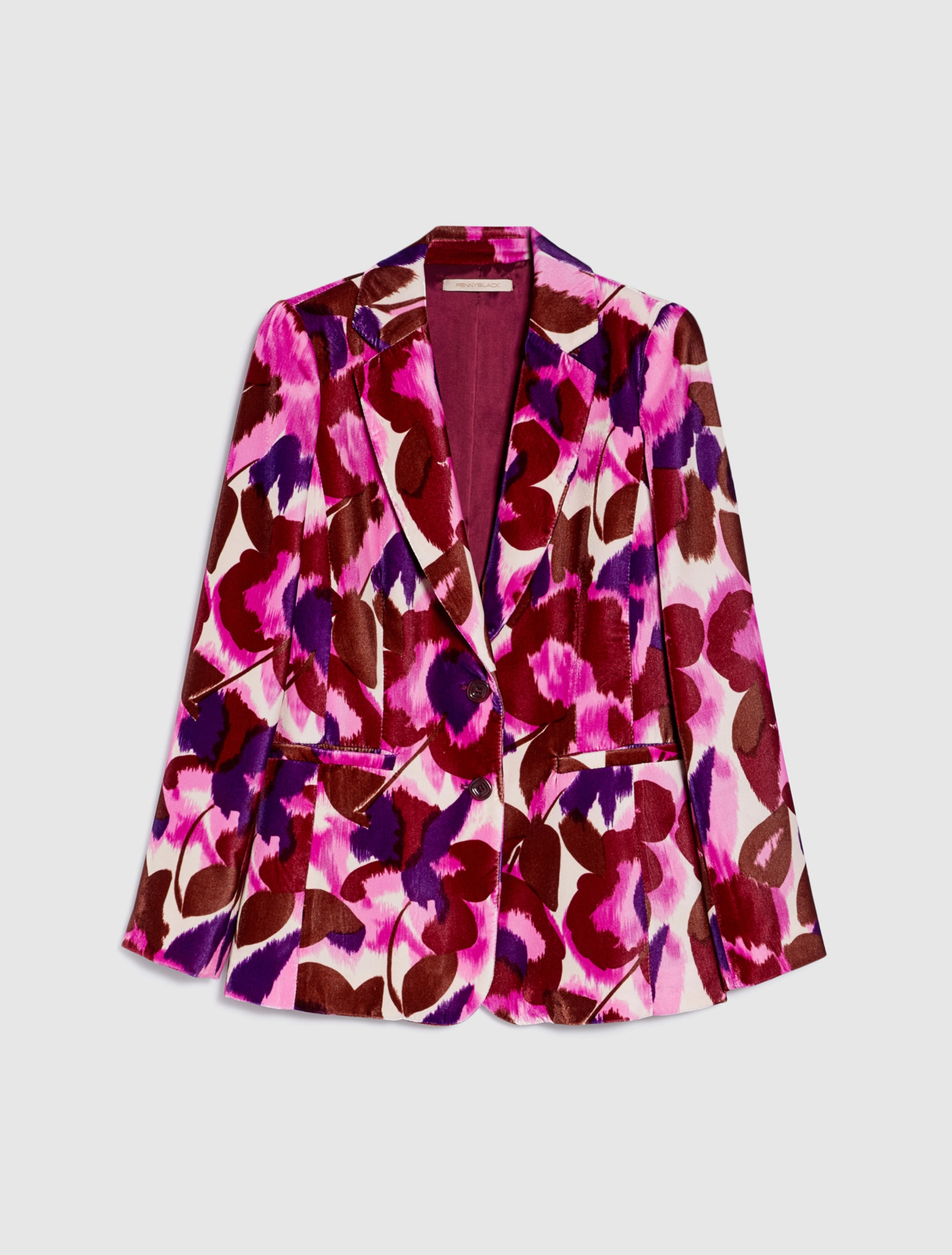 Blazer in Velluto Stampato / Bordeaux - Ideal Moda