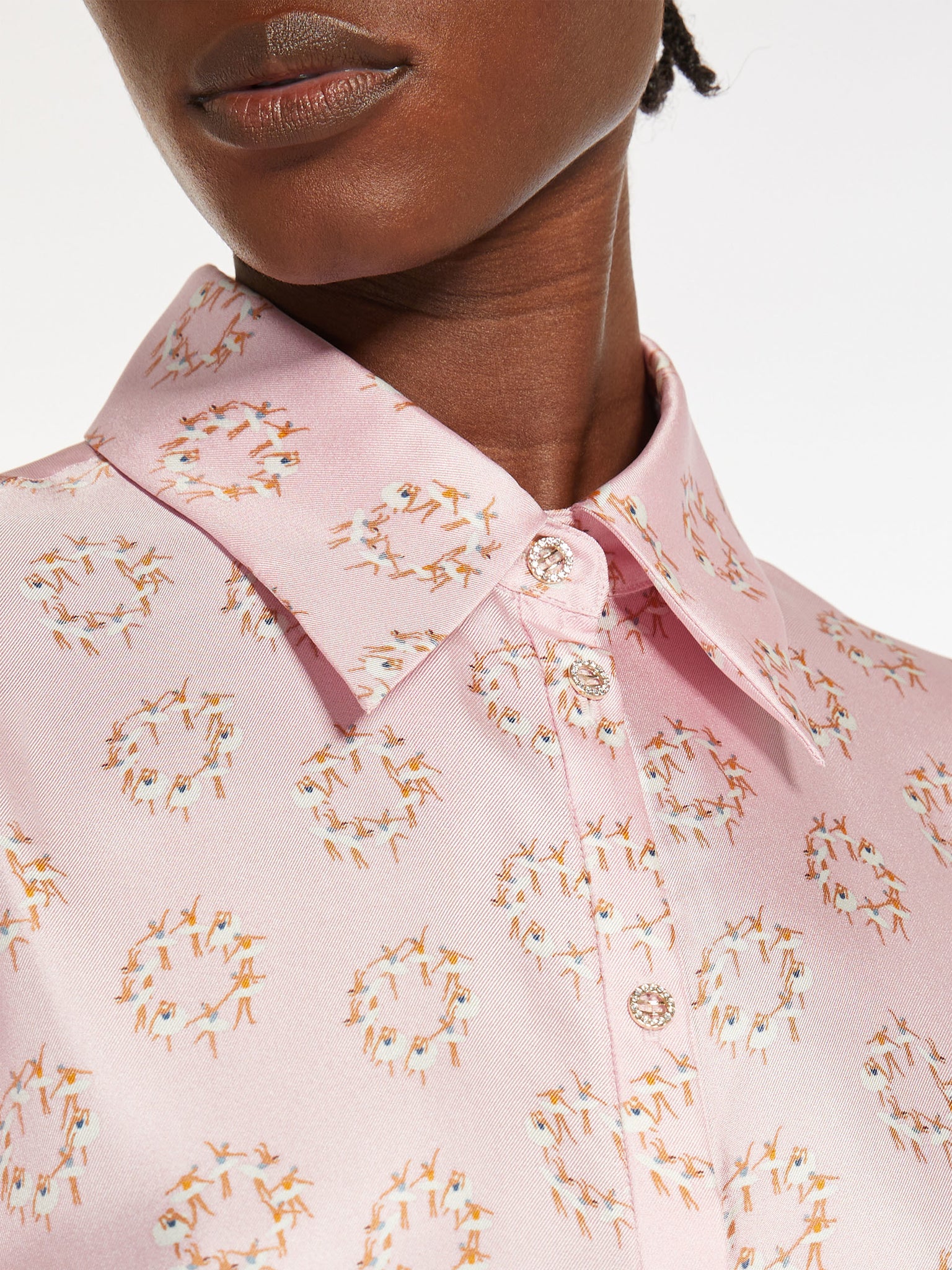 Abito in Twill di Seta Stampata / Rosa - Ideal Moda