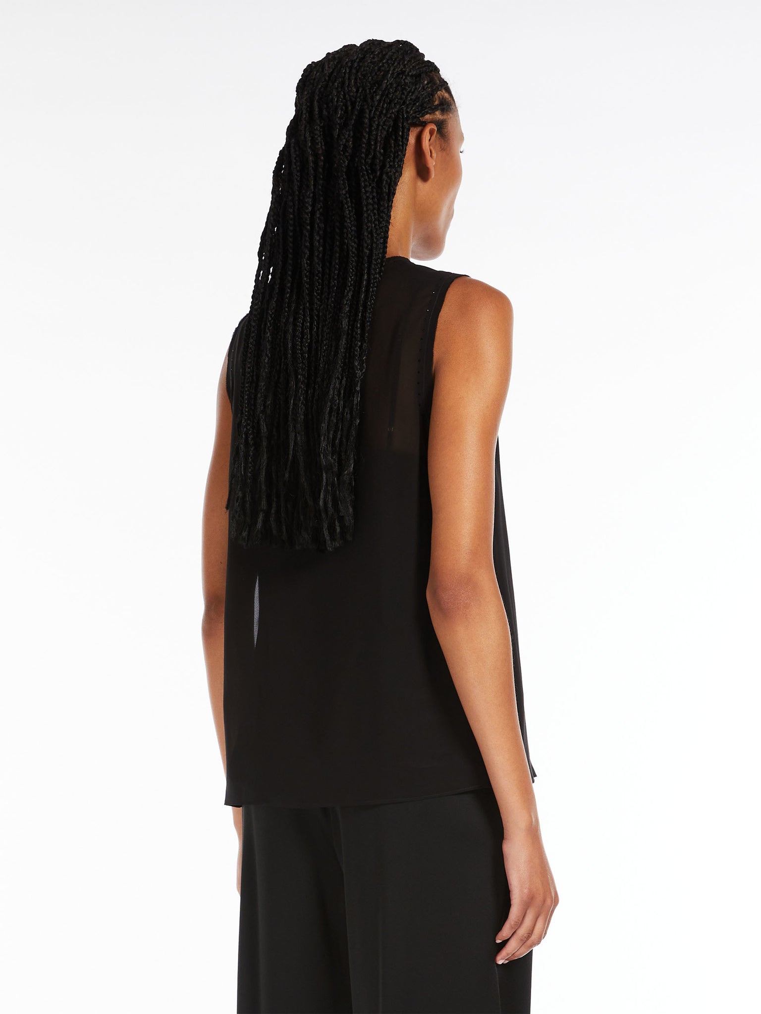Blusa in Georgette di Seta / Nero