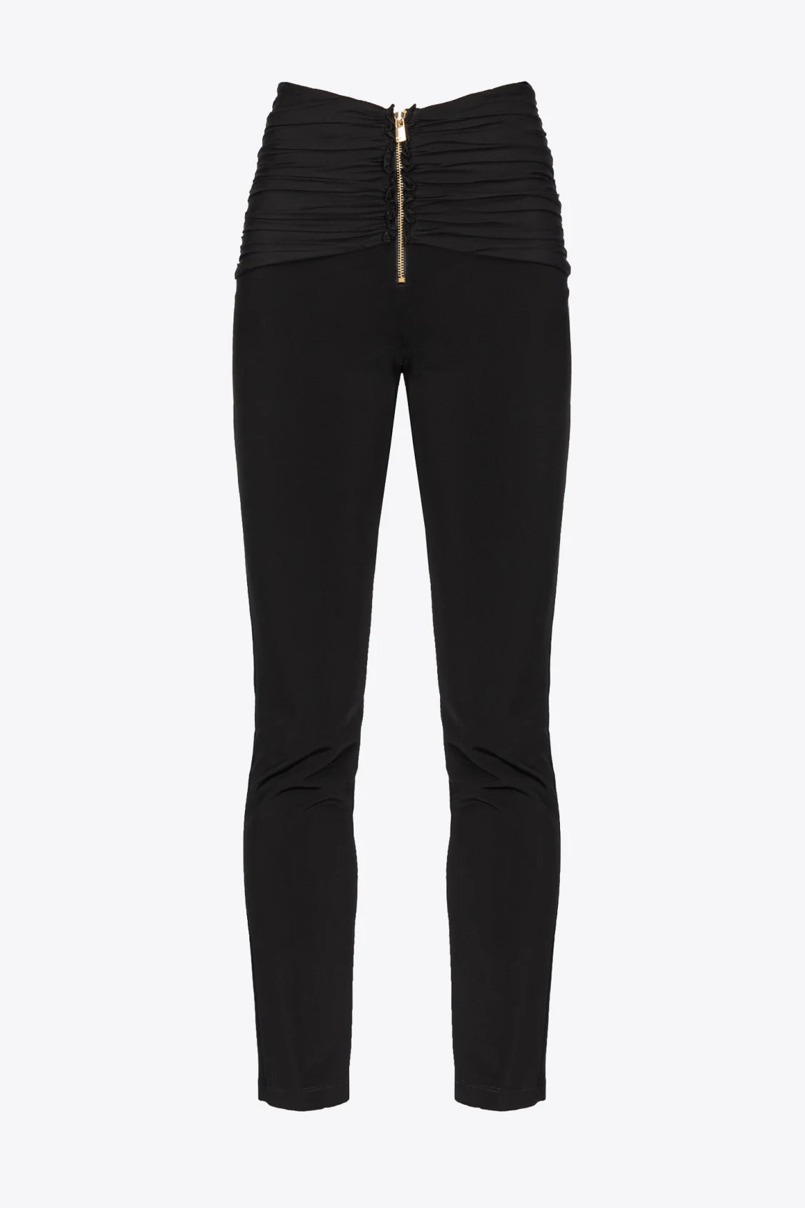 Pantalone Aderente con Zip / Nero - Ideal Moda