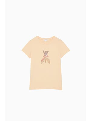 T-Shirt con Strass e Logo / Giallo - Ideal Moda