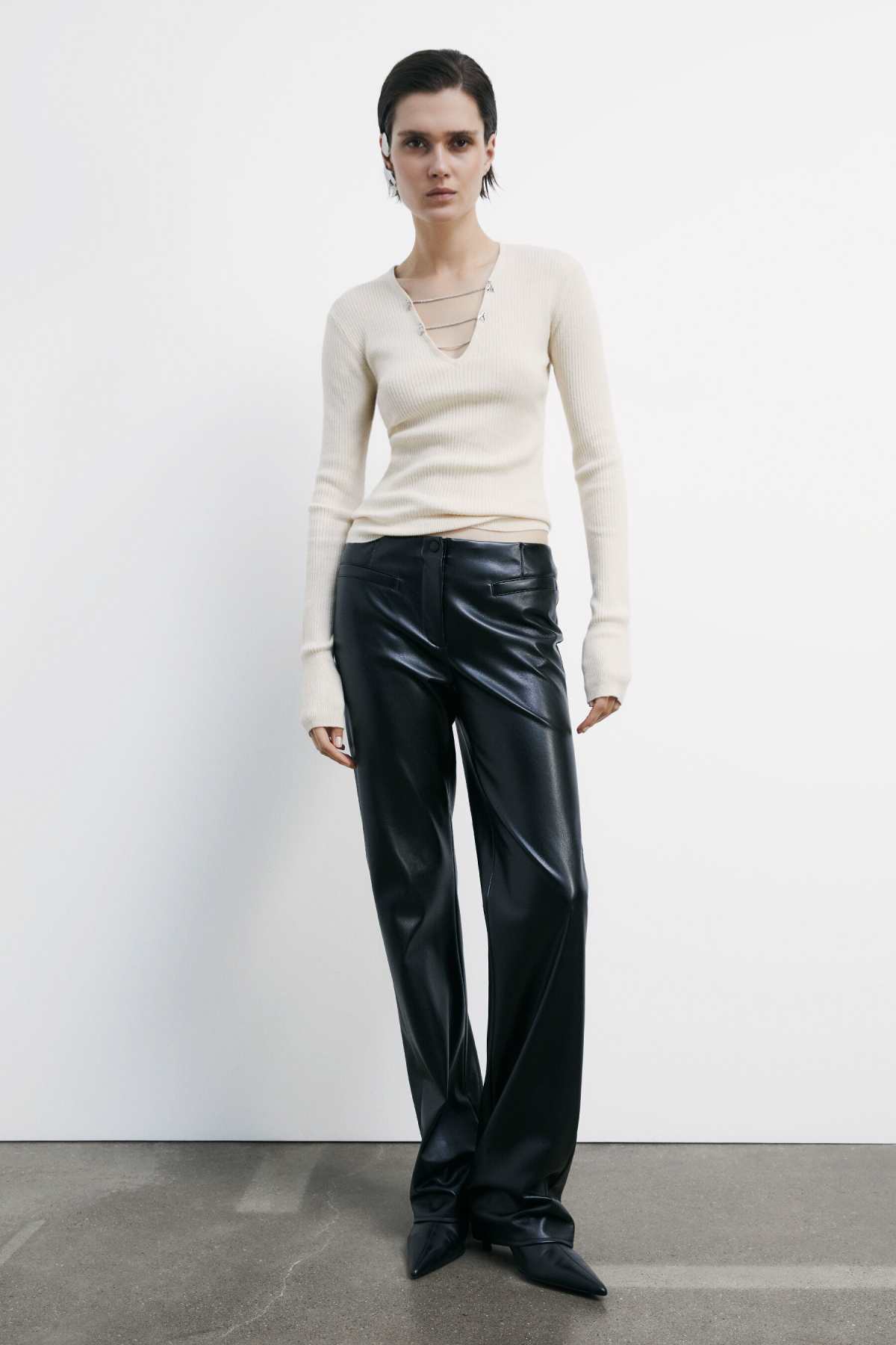 Maglia Aderente con Catene / Avorio