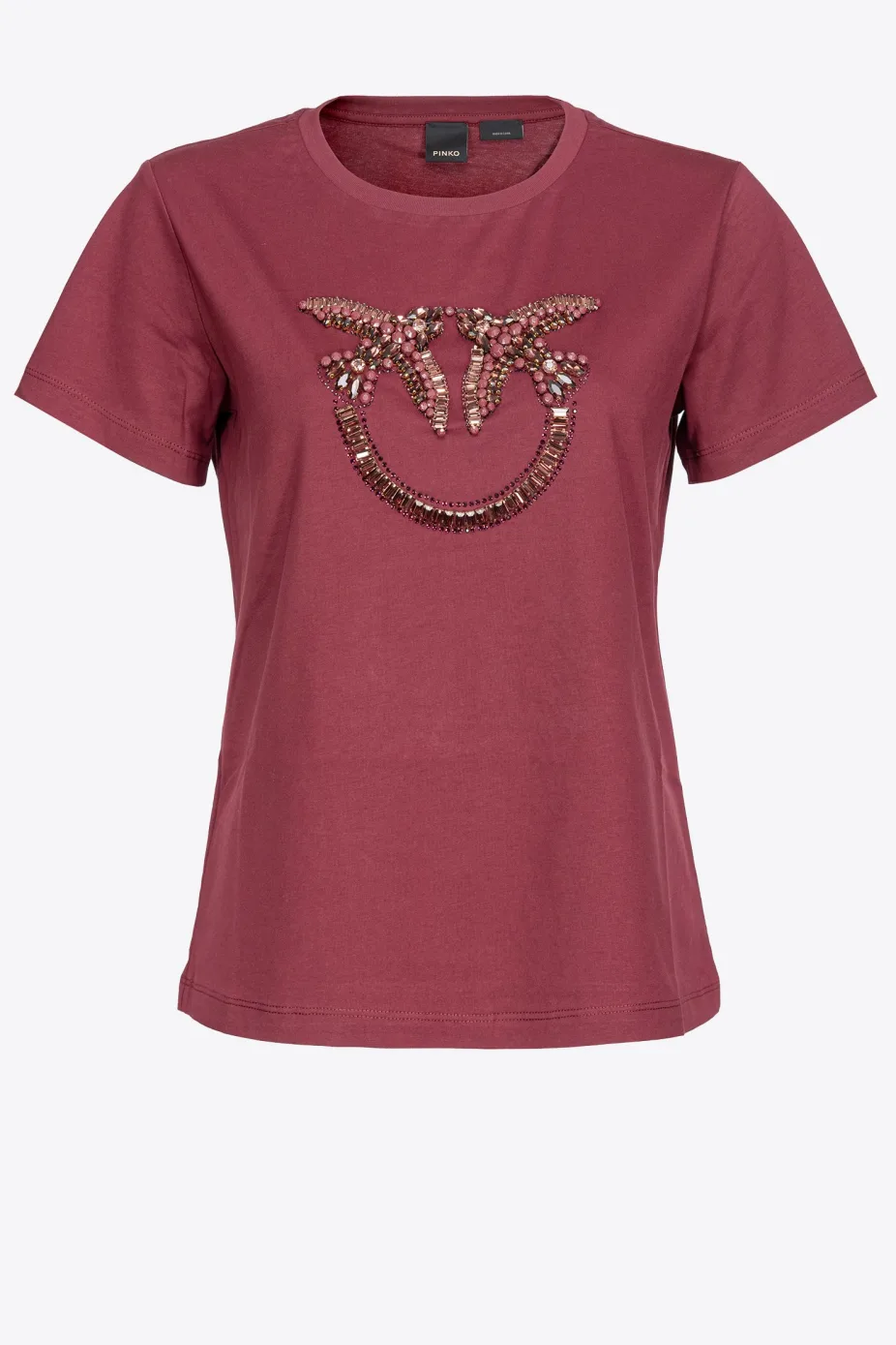 T-Shirt con Ricamo Pinko / Bordeaux - Ideal Moda