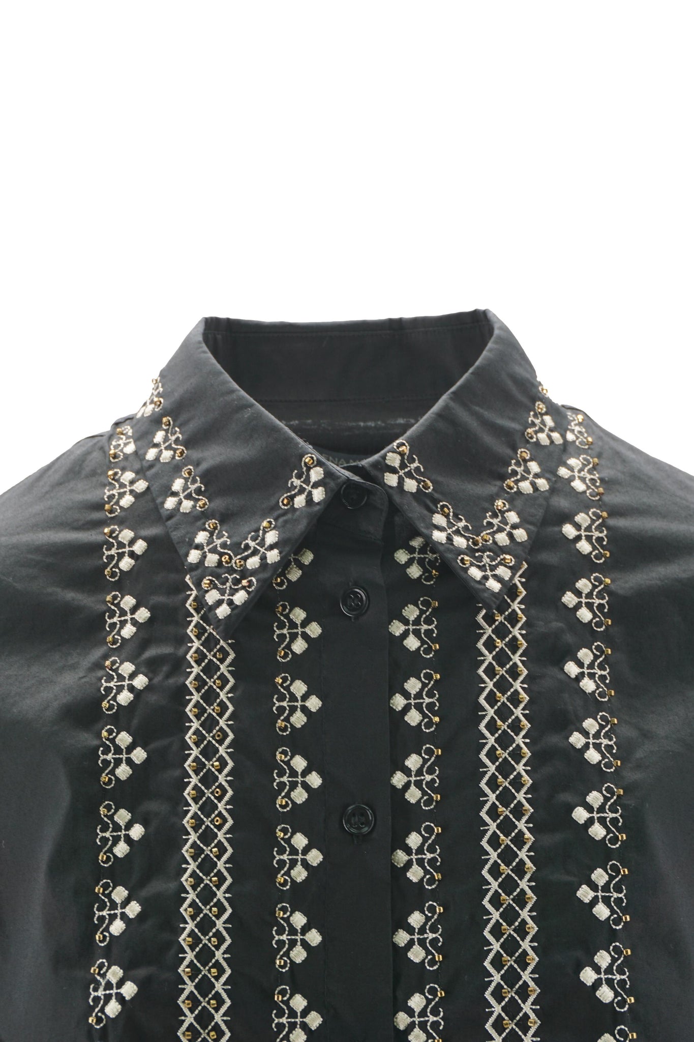 Camicia con Ricami a Contrasto / Nero - Ideal Moda