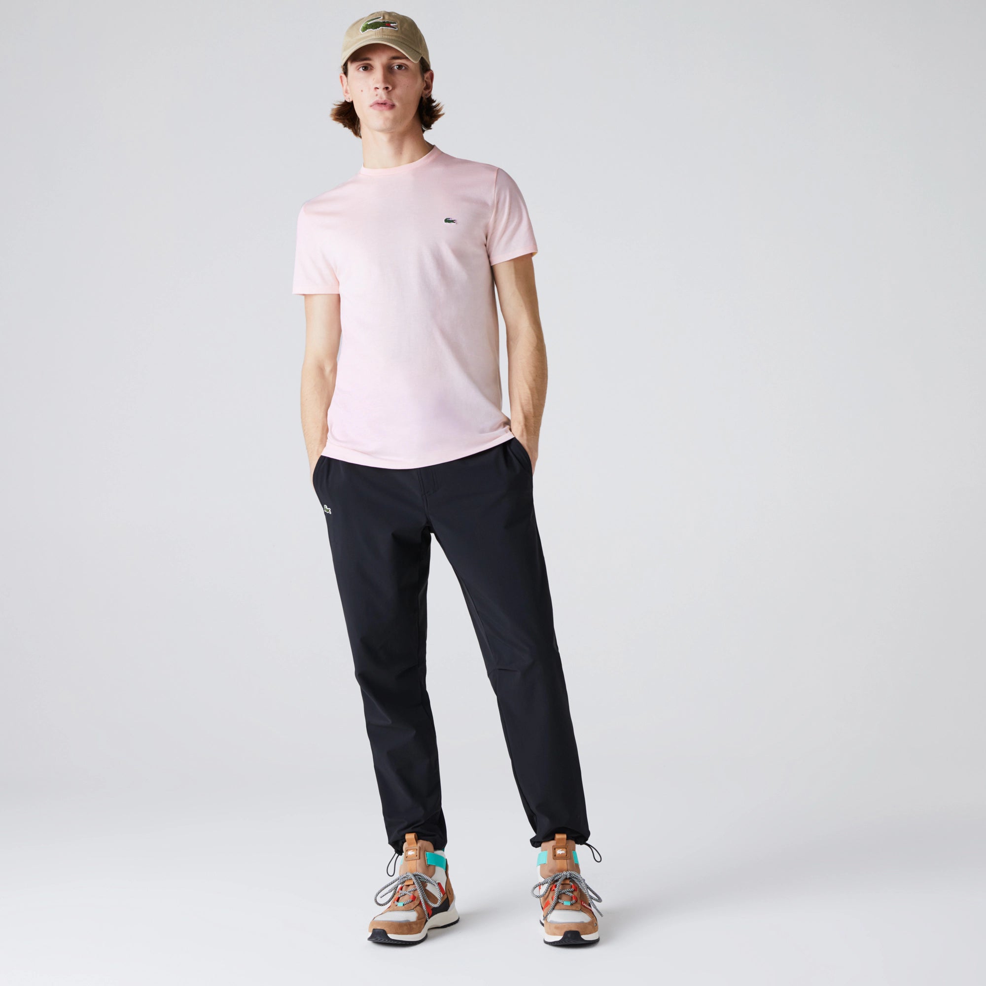 T-Shirt a Girocollo in Jersey di Cotone Pima / Rosa - Ideal Moda
