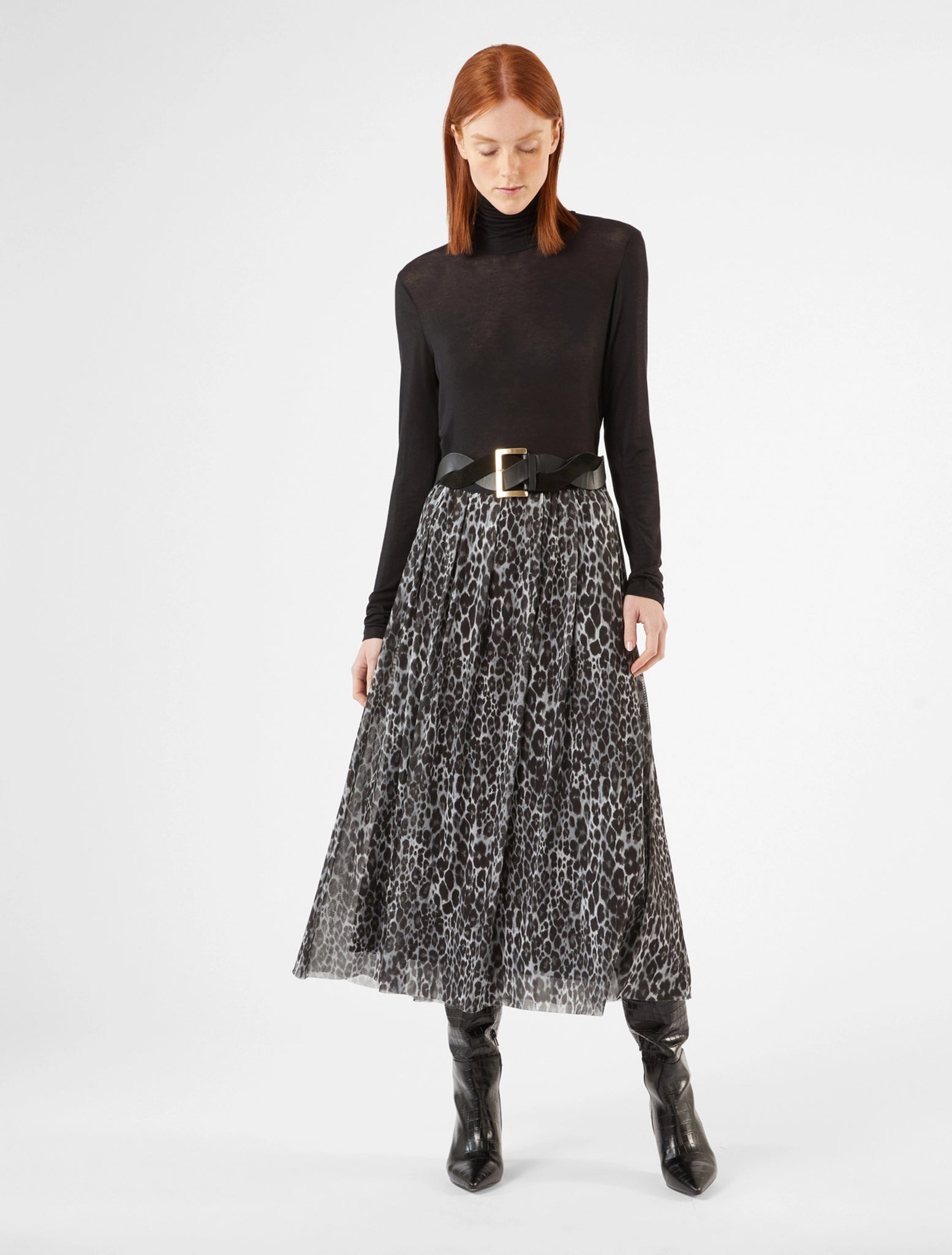 Gonna Midi in Tulle Nero