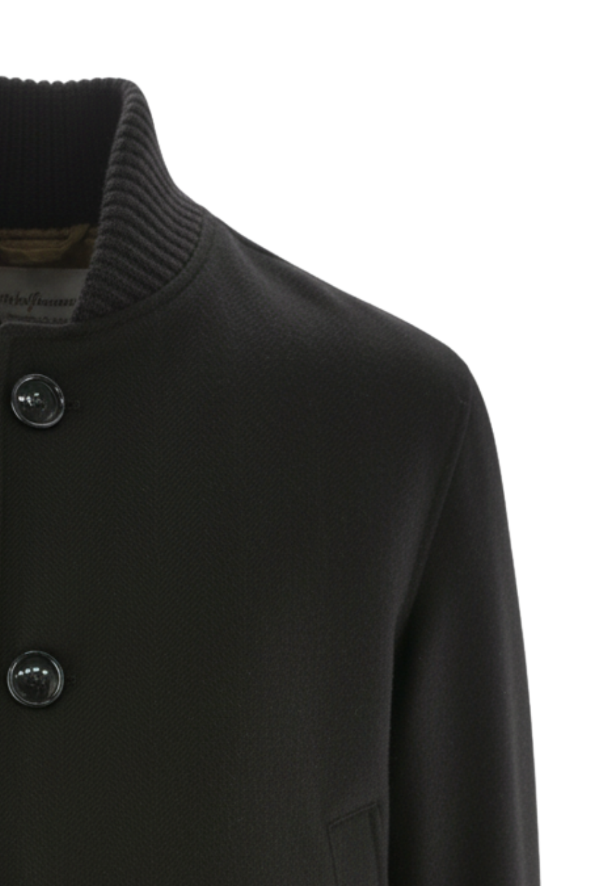 Giacca in Lana con Dettagli in Maglia / Nero