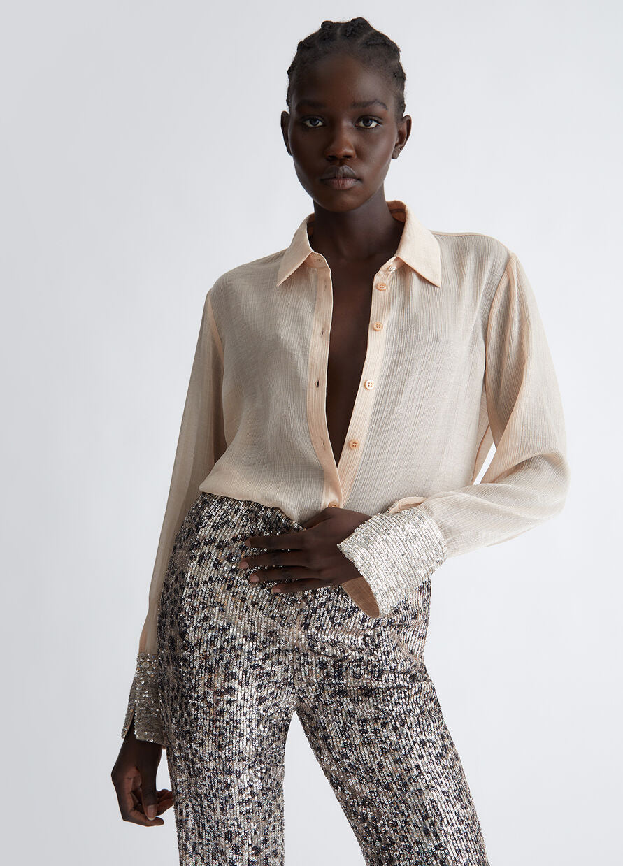 Camicia con Paillettes / Beige - Ideal Moda