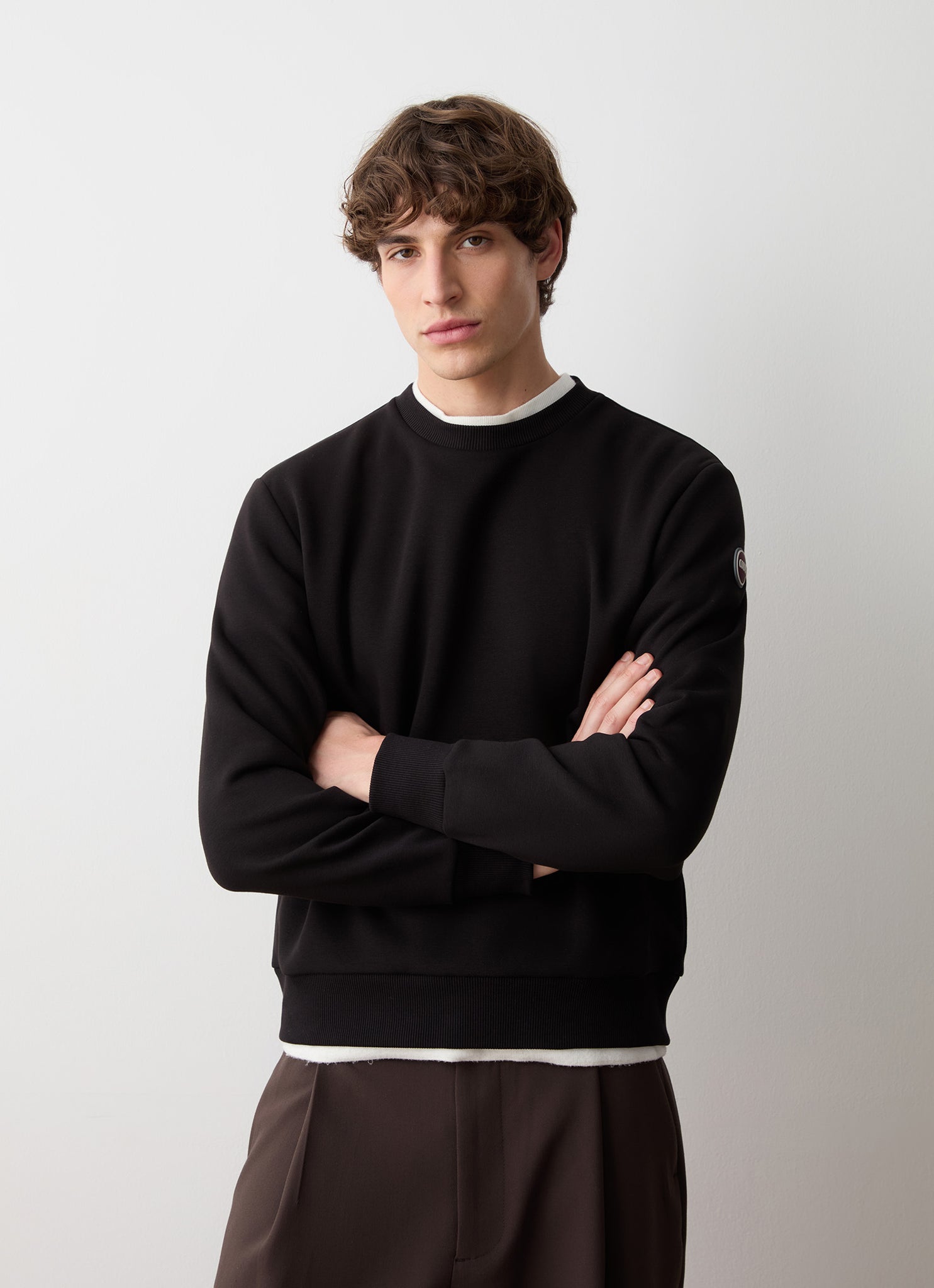 Felpa Girocollo con Logo / Nero - Ideal Moda