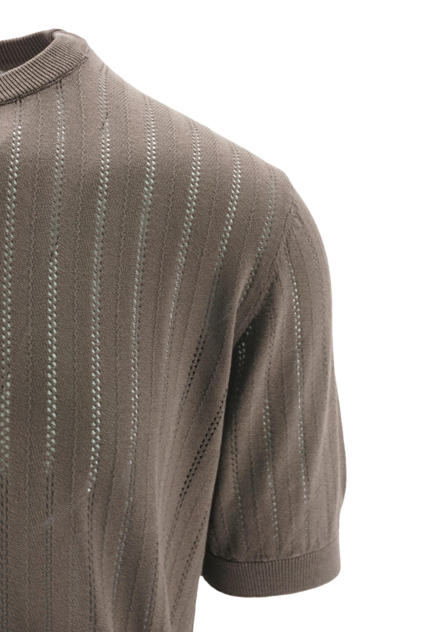 T-Shirt con Tramatura Traforata / Marrone - Ideal Moda