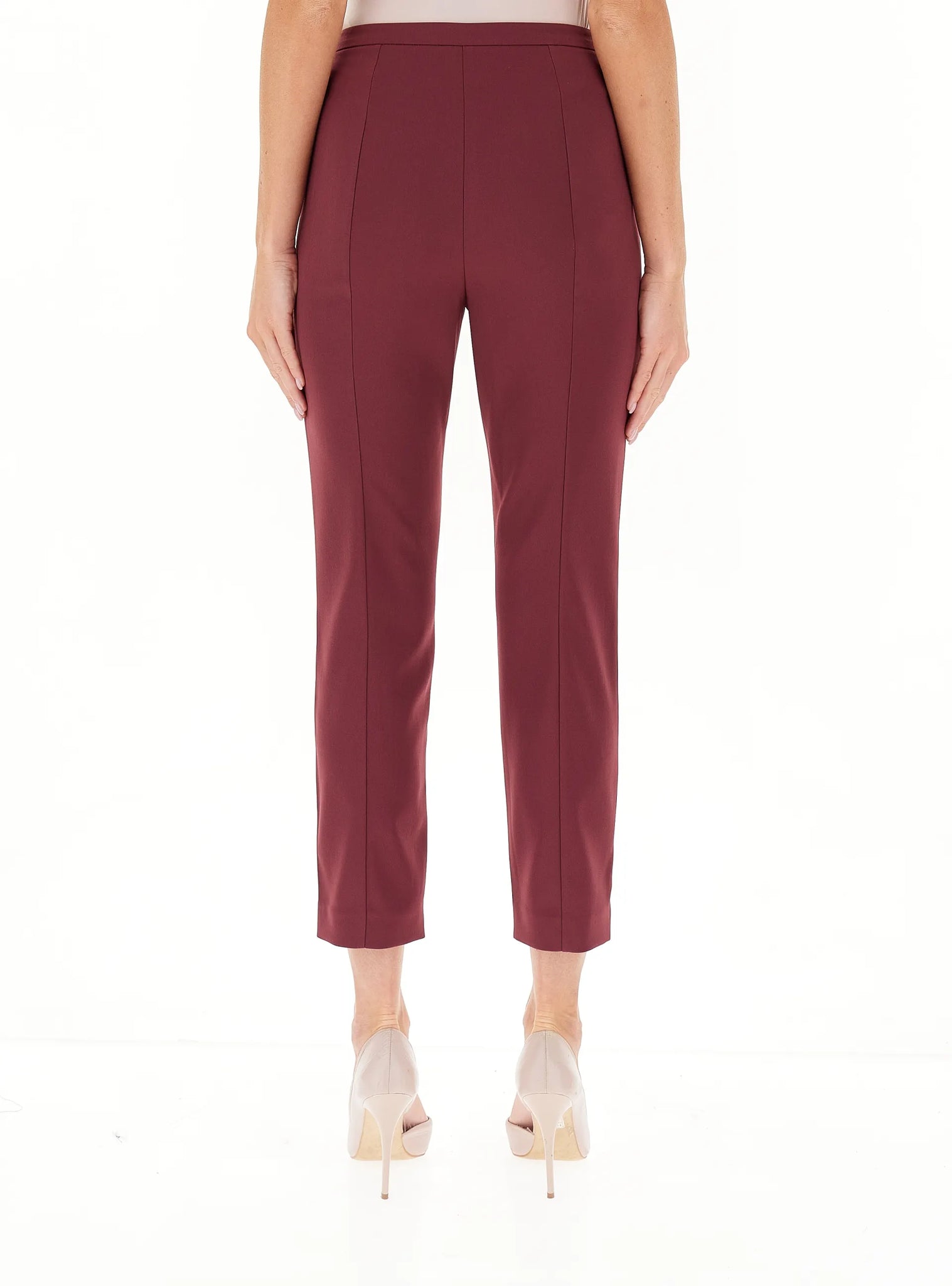 Pantalone a Sigaretta in Crepe / Bordeaux - Ideal Moda